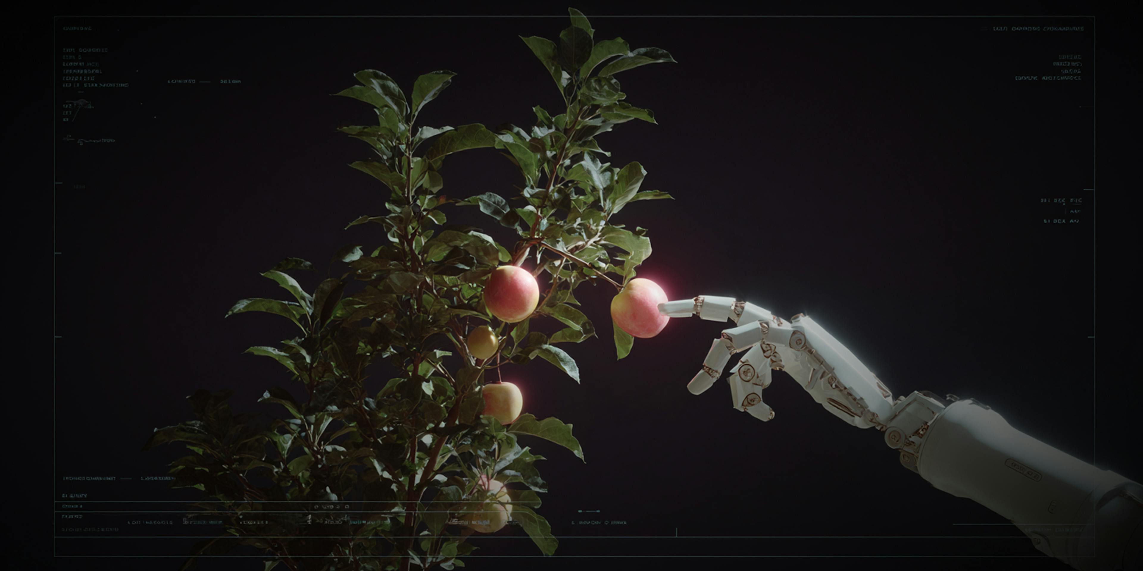 Robotic hand grabbing for fruit off a tree