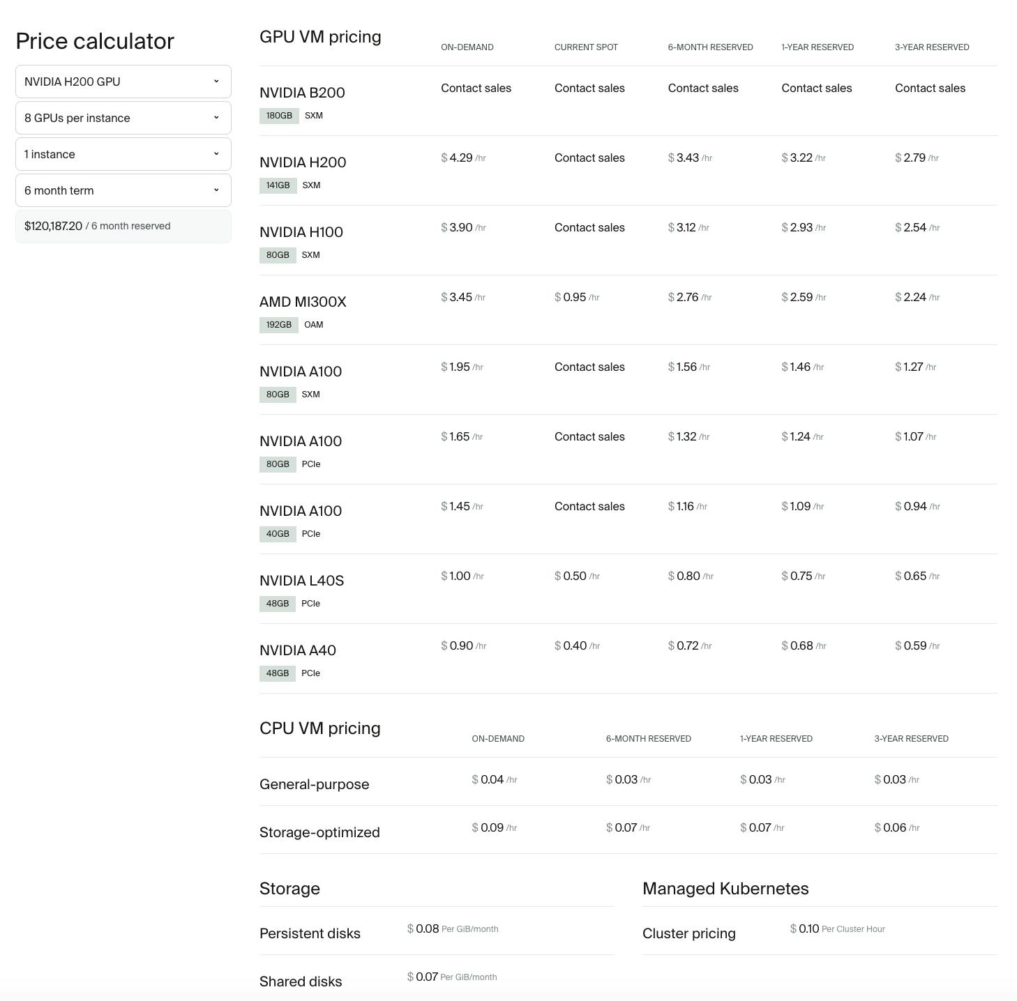 Crusoe Cloud pricing GPU VM pricing