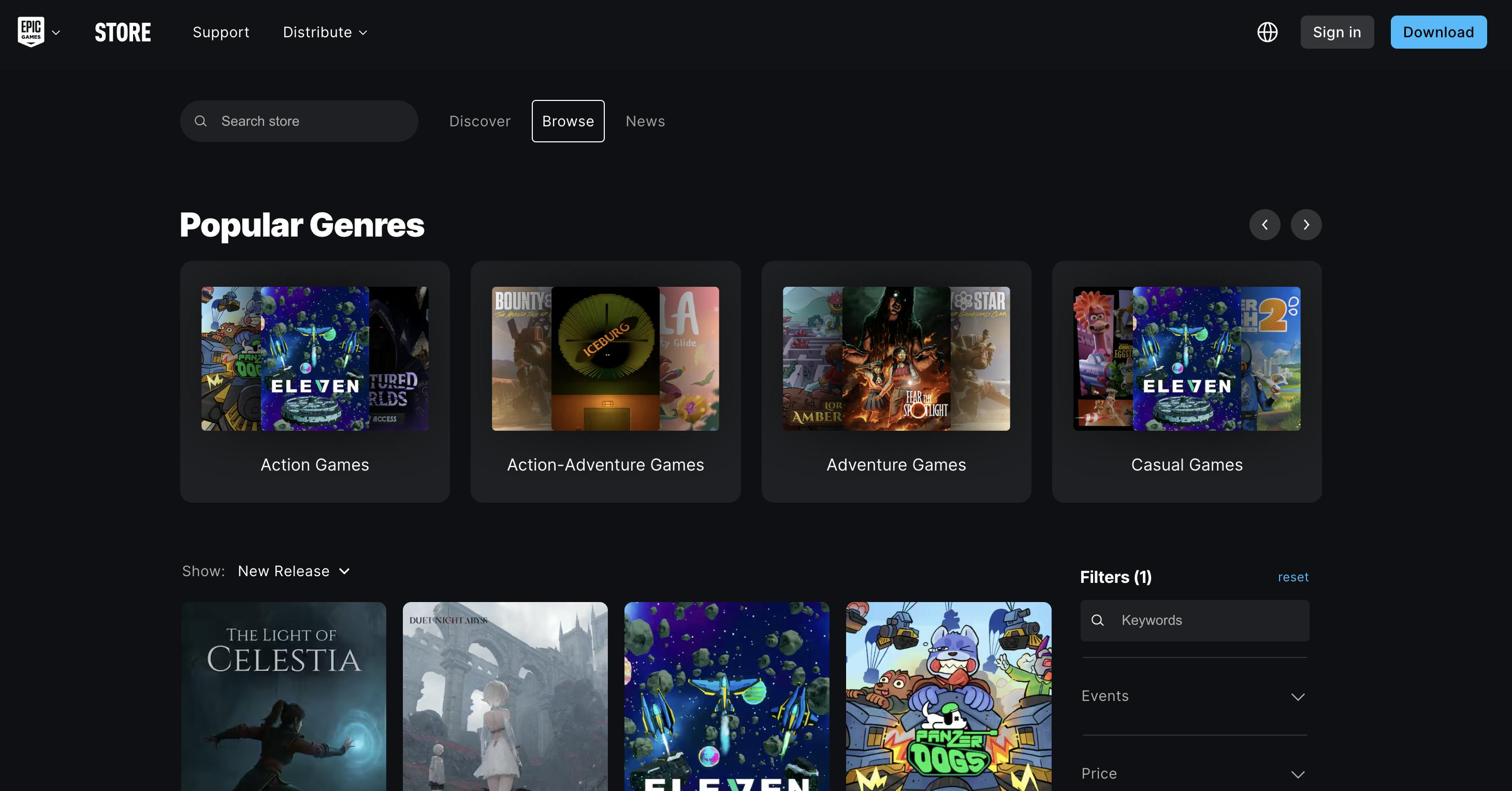 Popular games featured on Epic Games