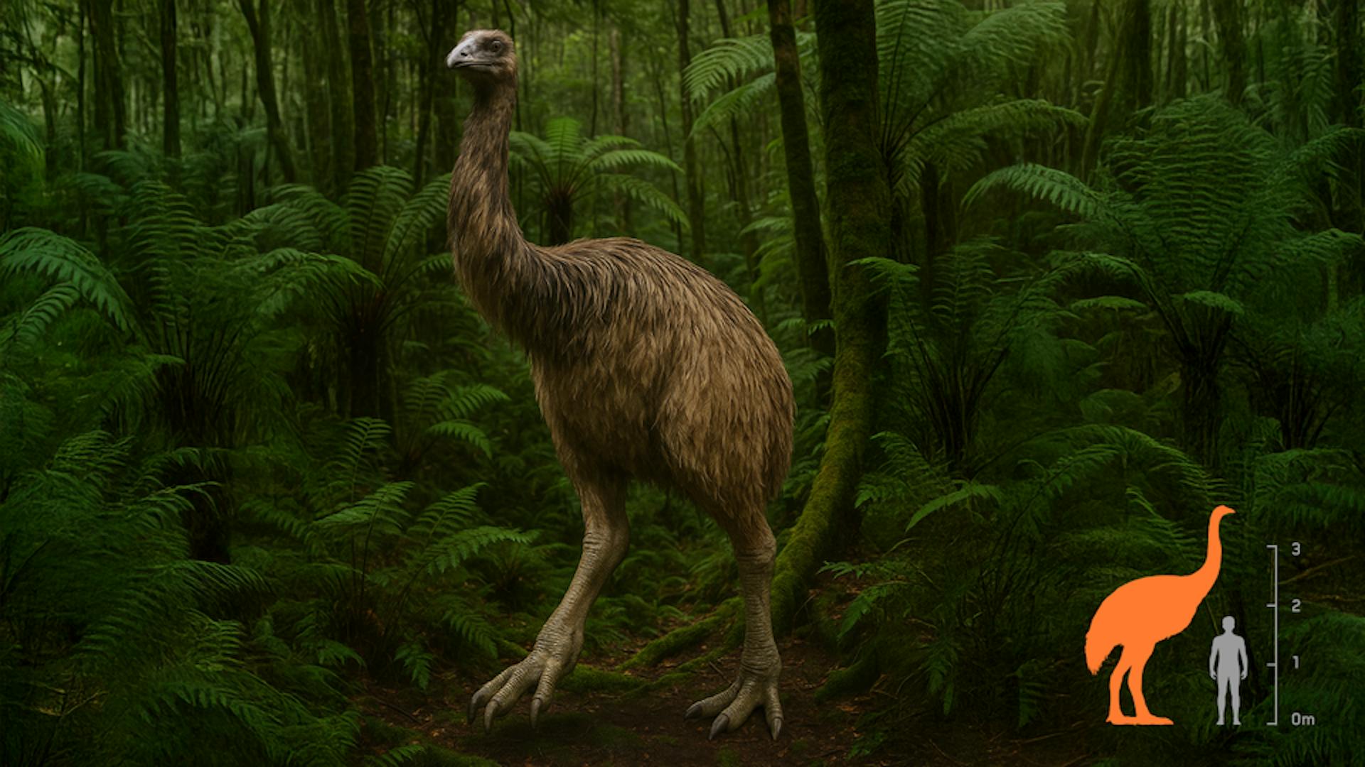 Moa bird at approximately 3 meters high