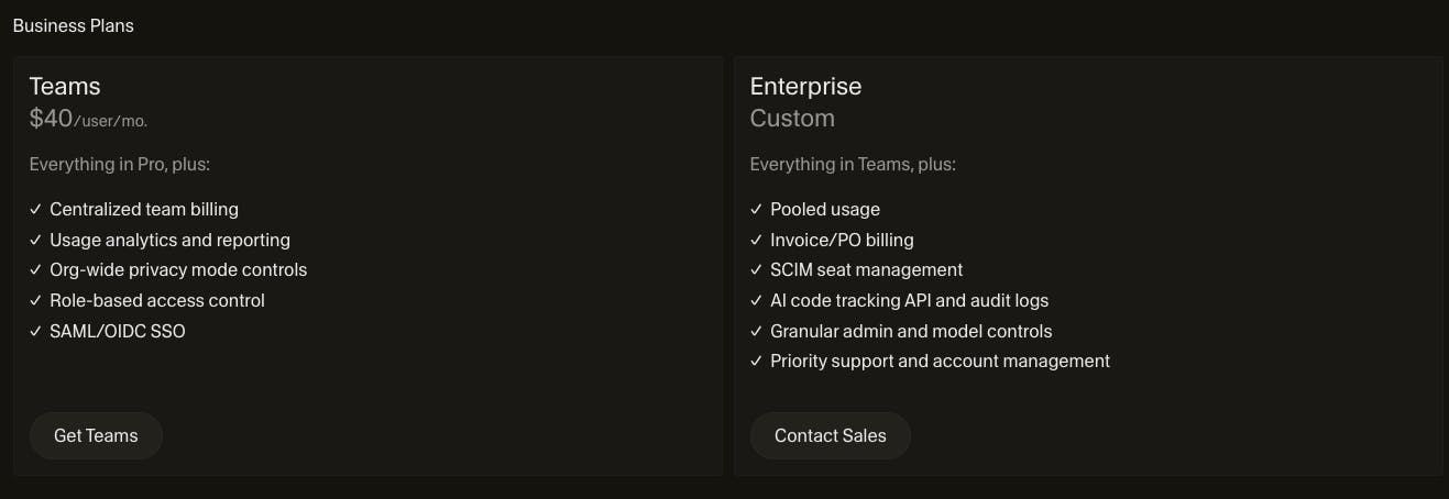 Cursor business plans