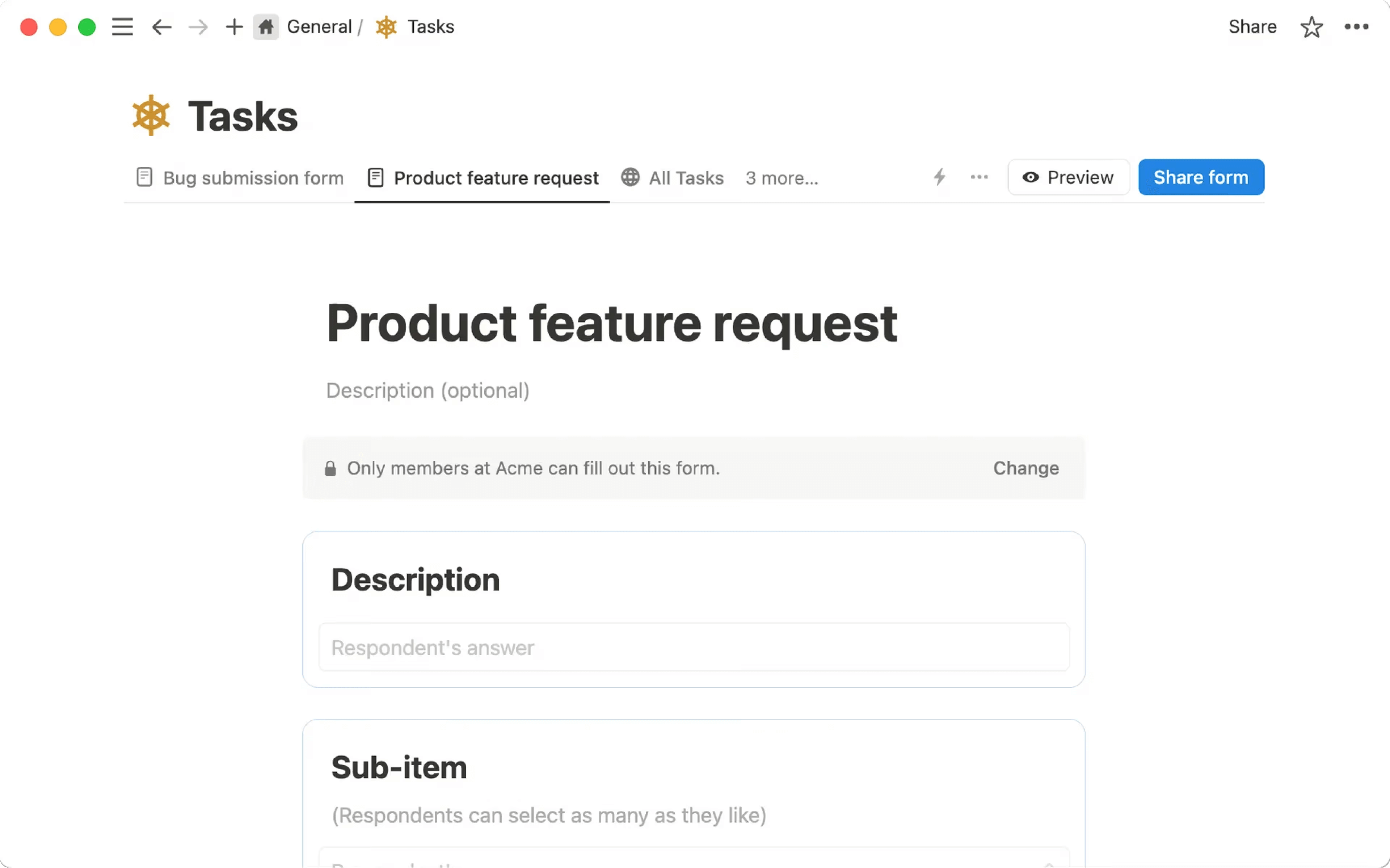 Notion's Task Feature