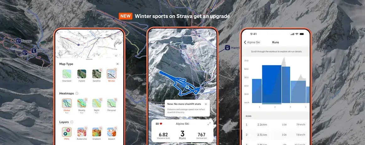 Strava's mapping winter sports feature