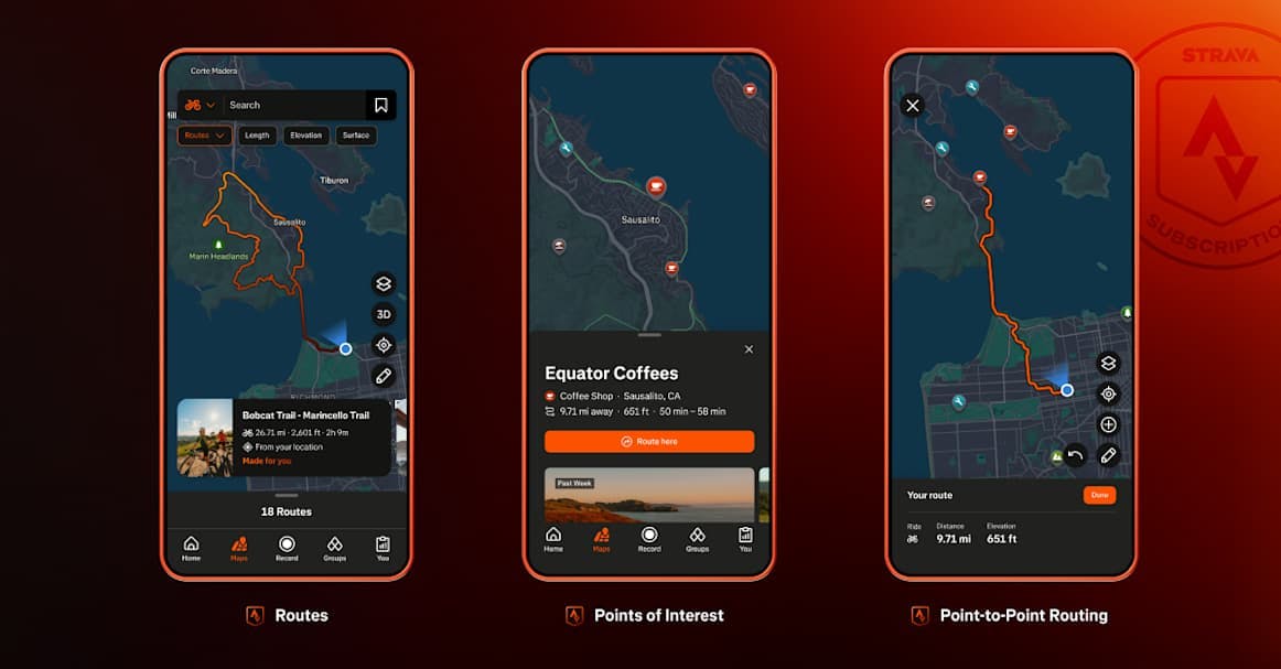 Strava's tappable points of interest feature