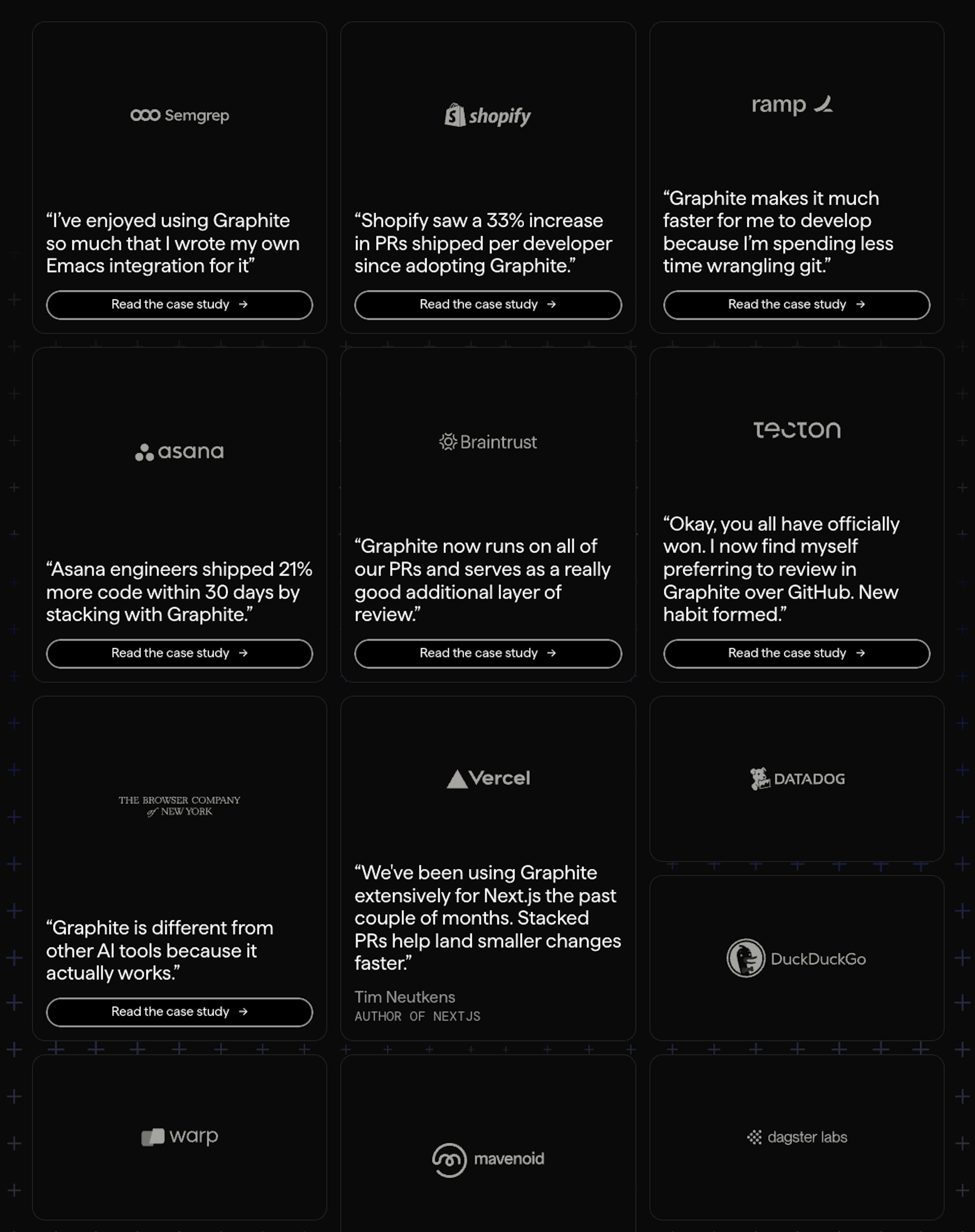 Notable Graphite customers include Semgrep, Ramp, Shopify, The Browser Company, Snowflake, and Duolingo