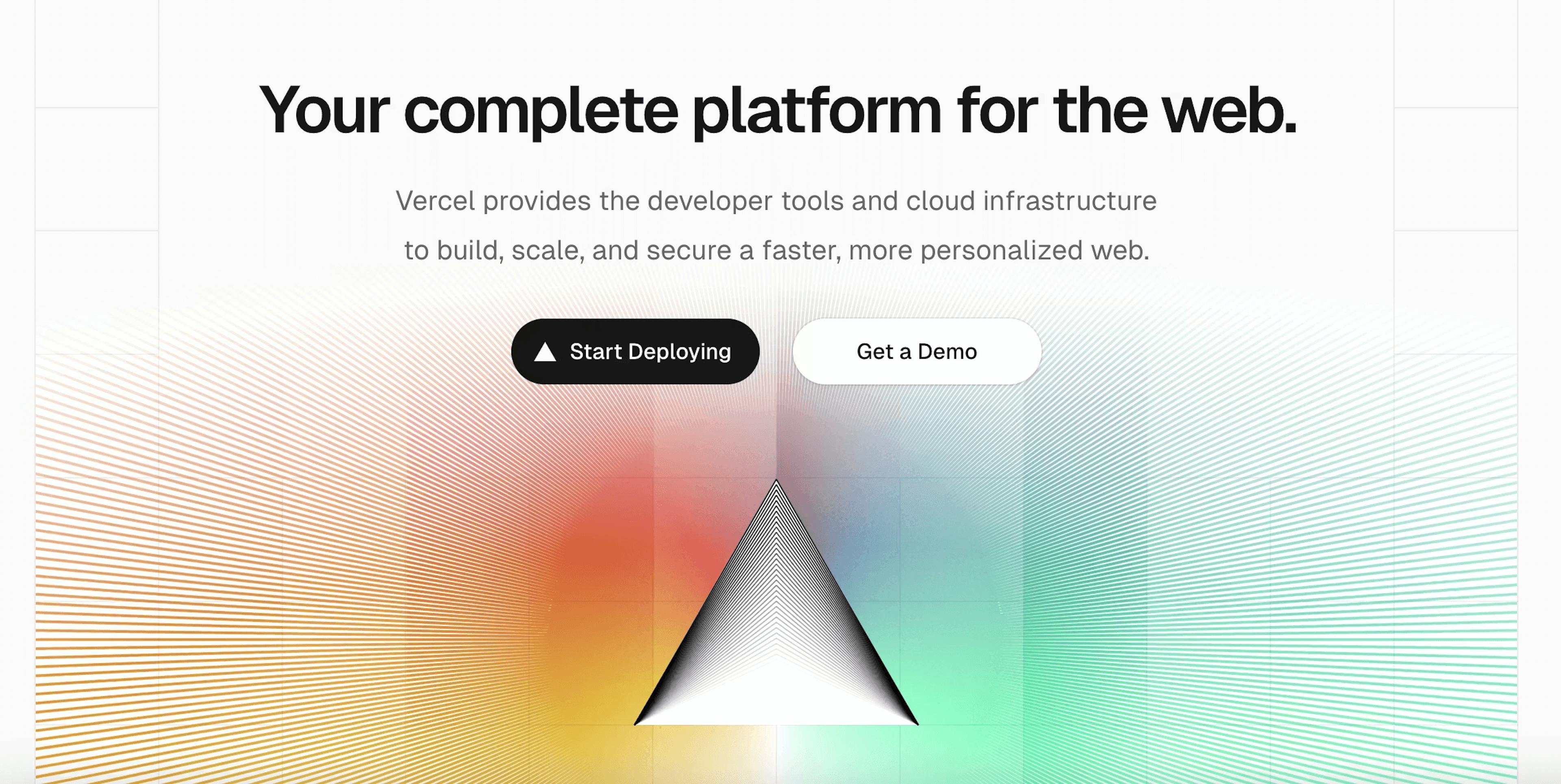 Vercel platform with developer tools and cloud infrastructure to Demo or Start Deploying