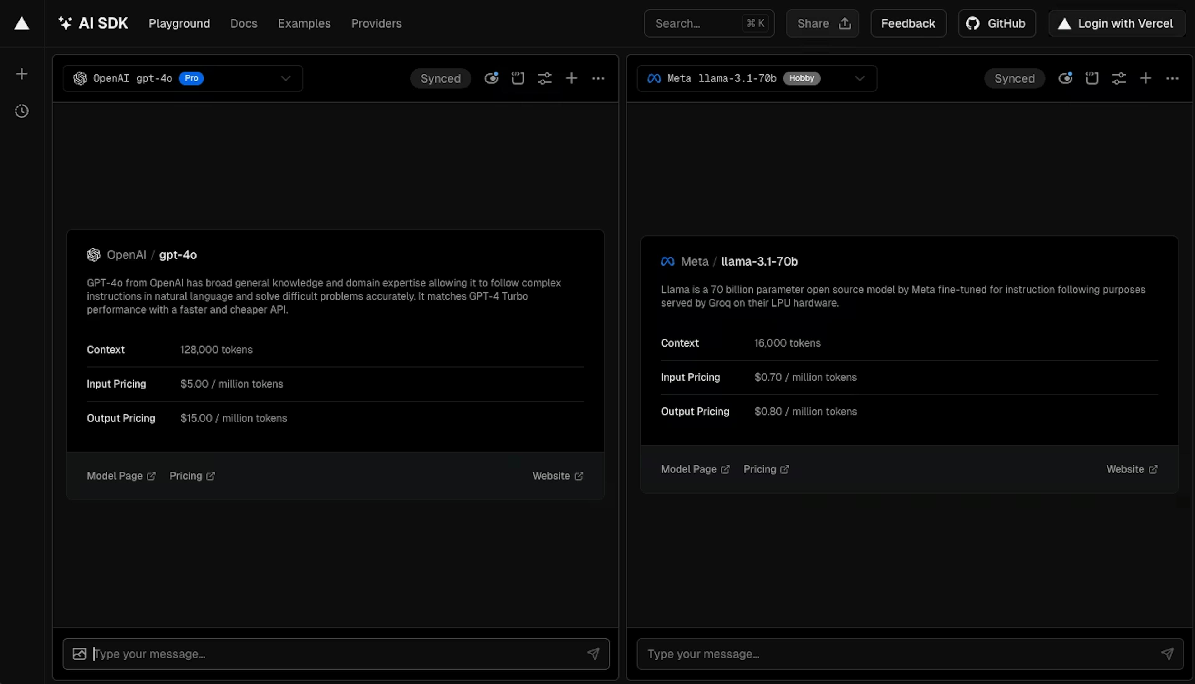 Vercel AI SDK is divided into two pillars: UI and core.