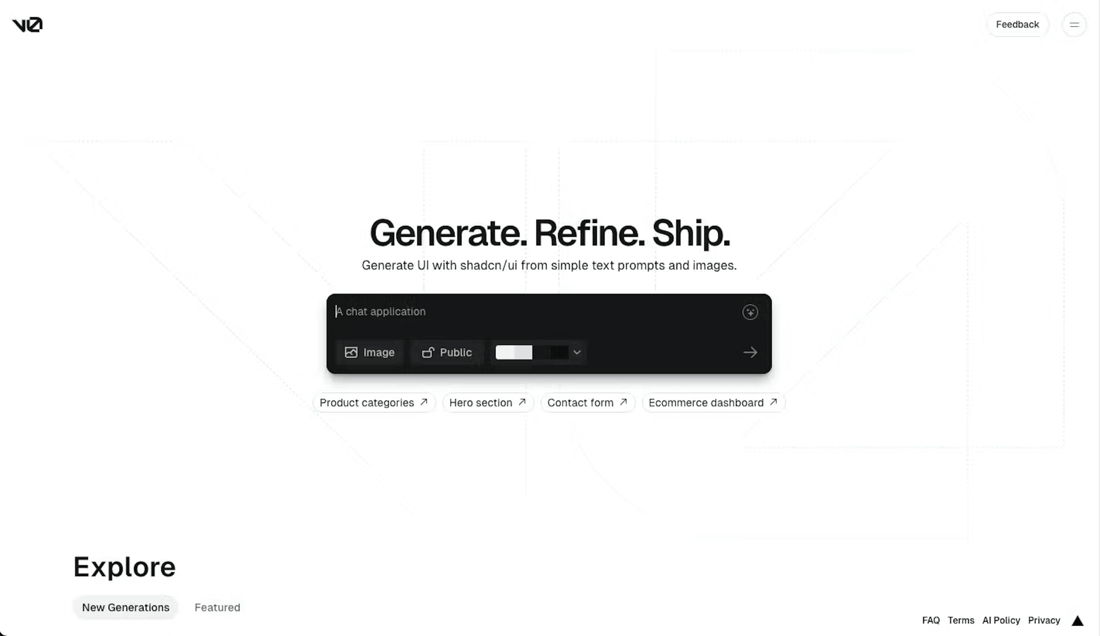 v0 by Vercel generative UI design tool