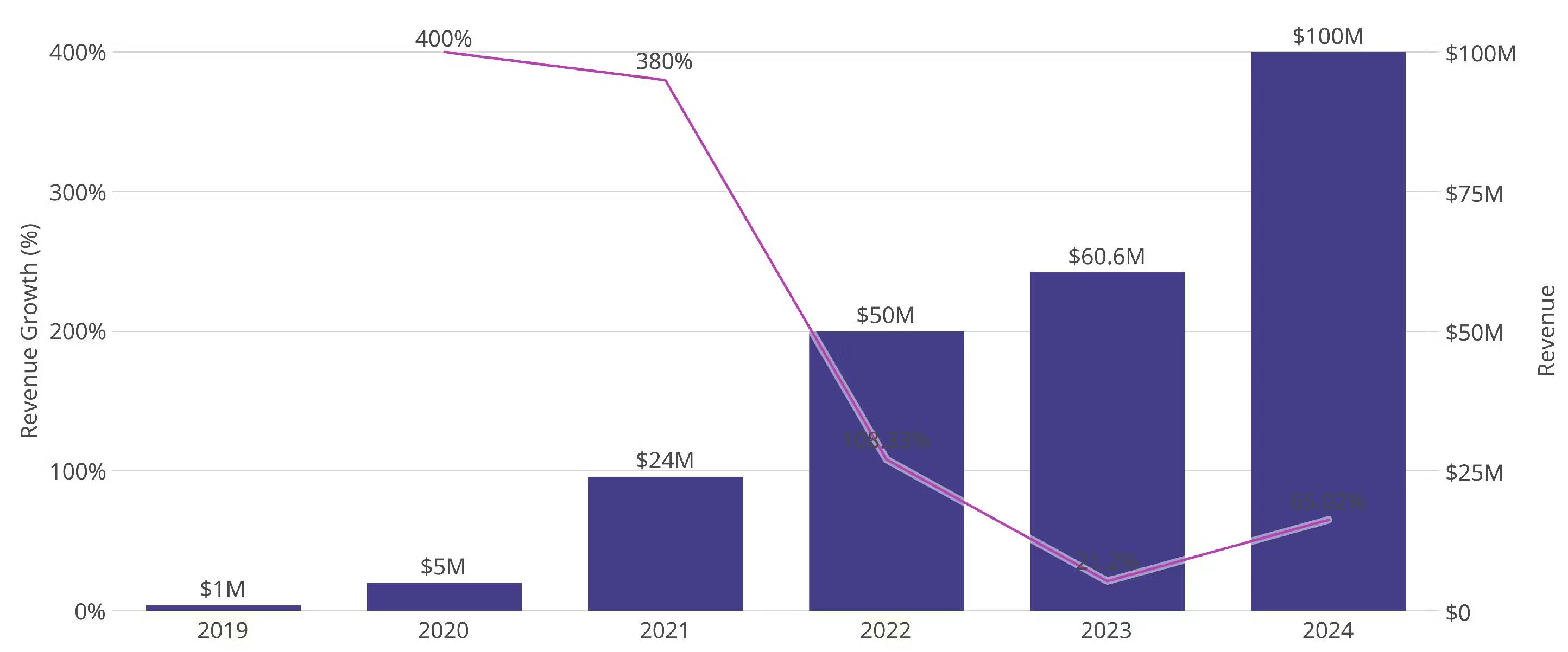 Vercel's Financial Data: Annual Revenue and Revenue Growth from 2019-2024