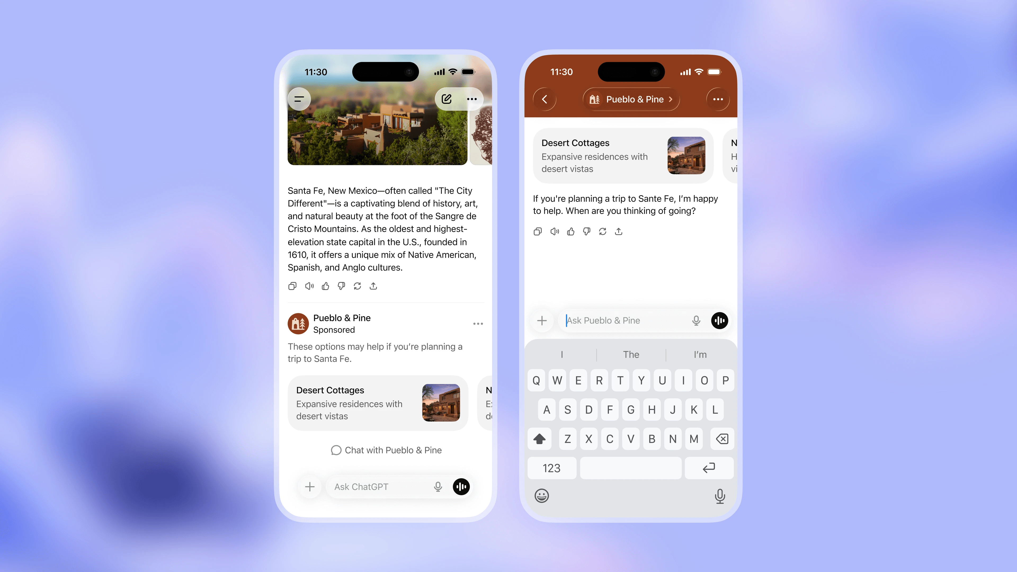 Screenshot showing ads in ChatGPT