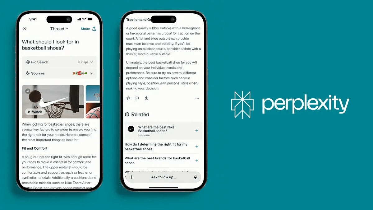 Screenshot of use of ads in Perplexity