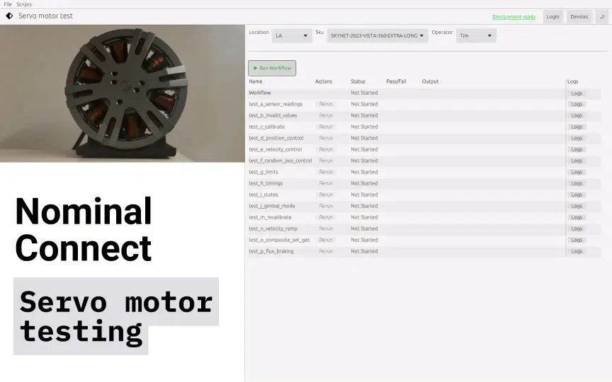 Example of Nominal Connect running test