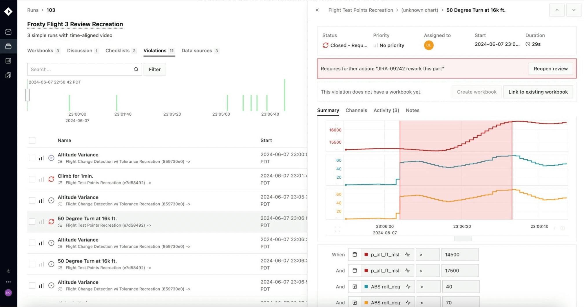 Example of complex validation logic to identify important events
