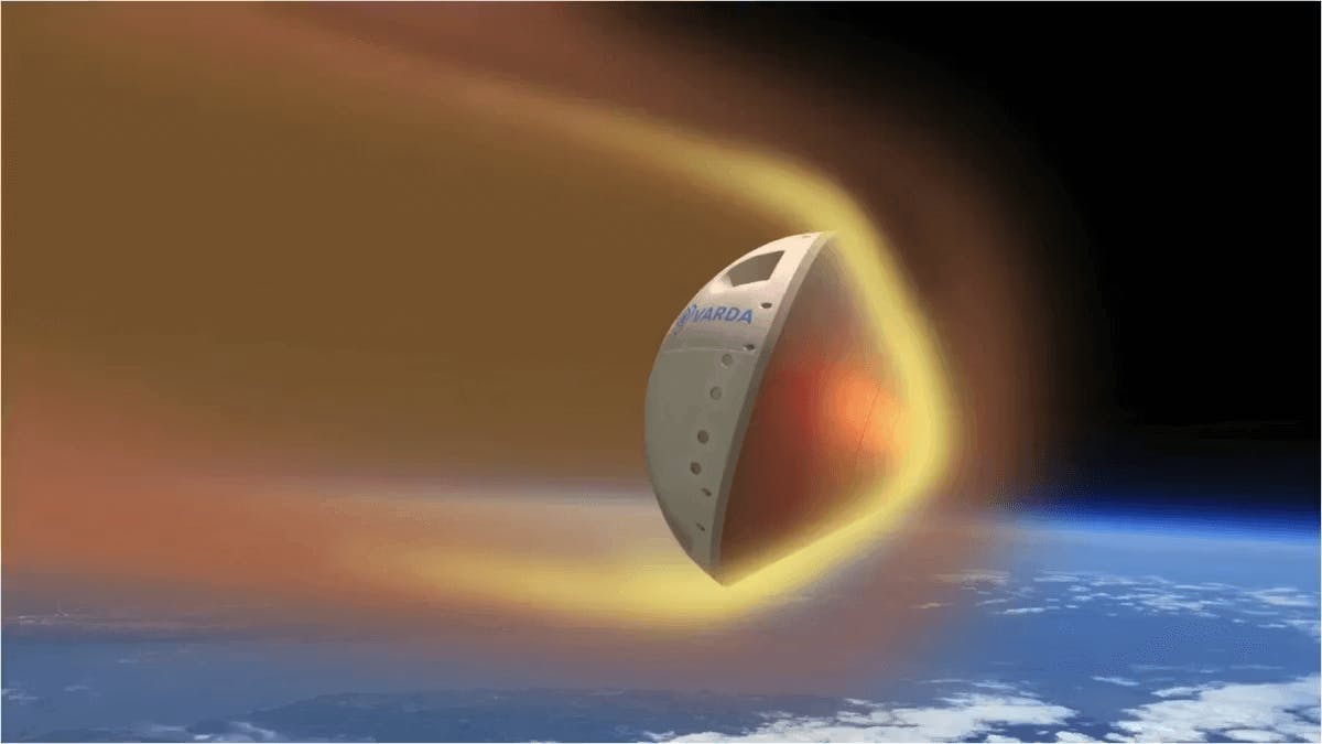Rendering of Varda’s reentry capsule