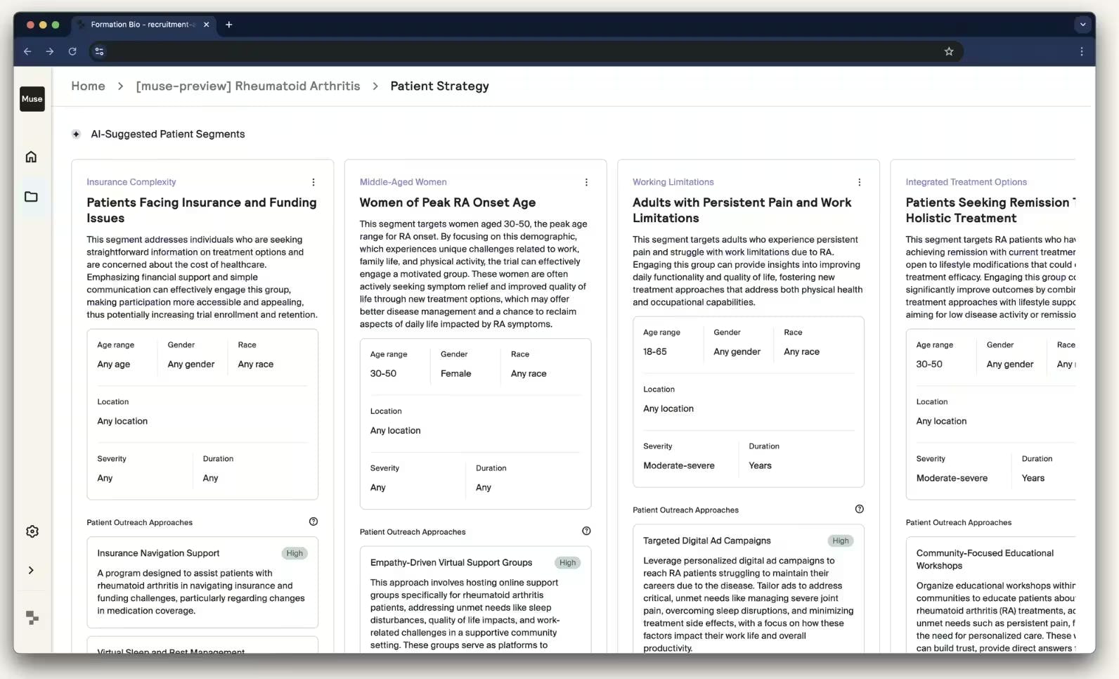 Screenshot from the Muse application detailing program overview information for a study