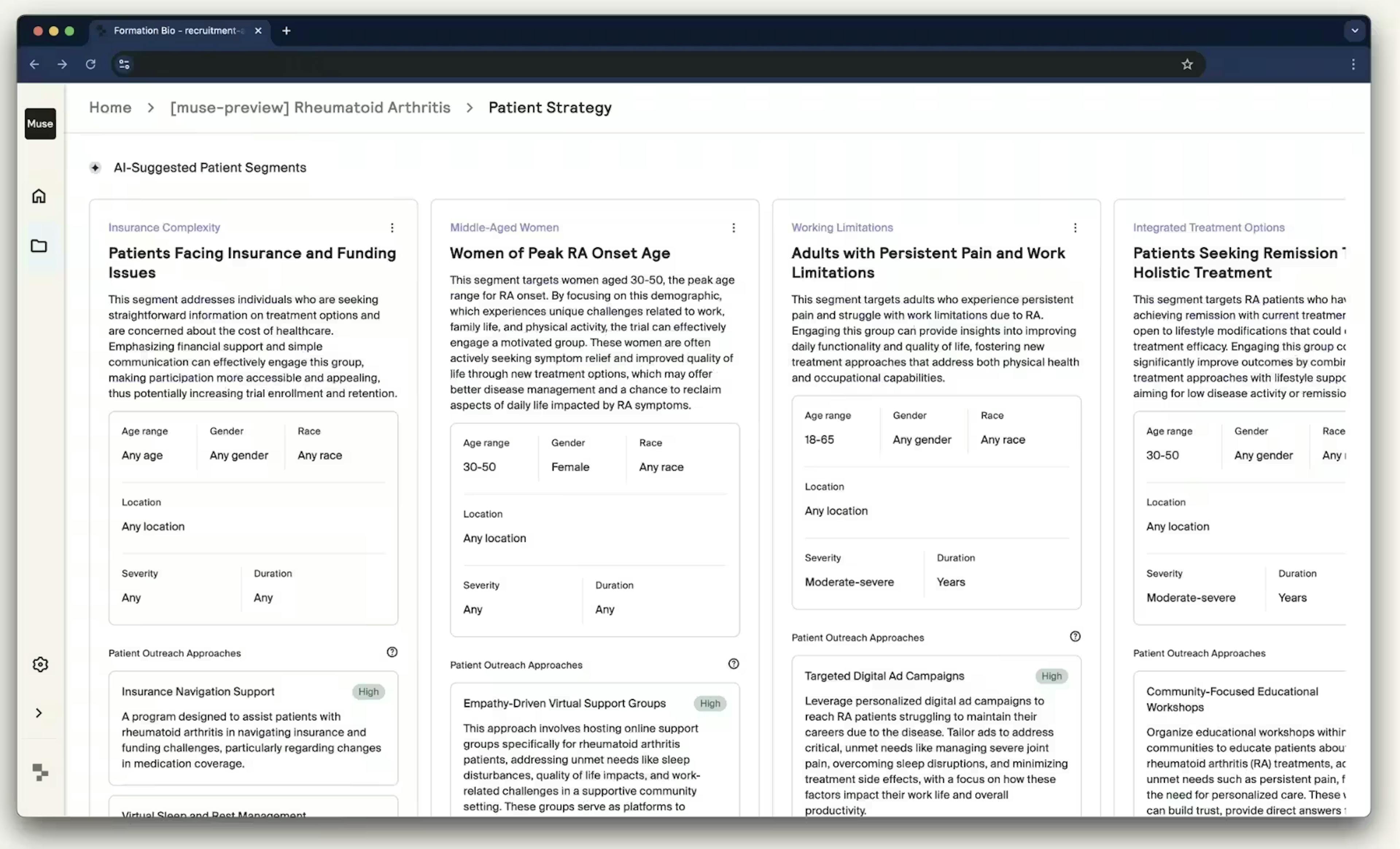 Screenshot from the Muse application detailing program overview information for a study