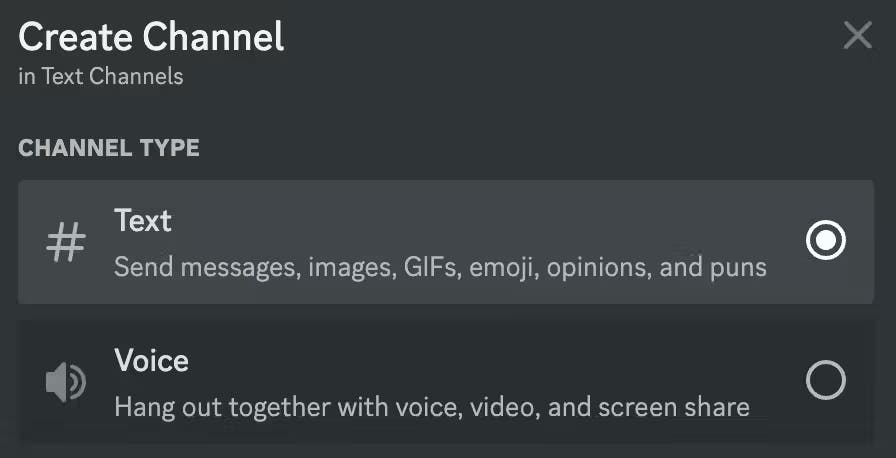 Ability to create channels in Discord