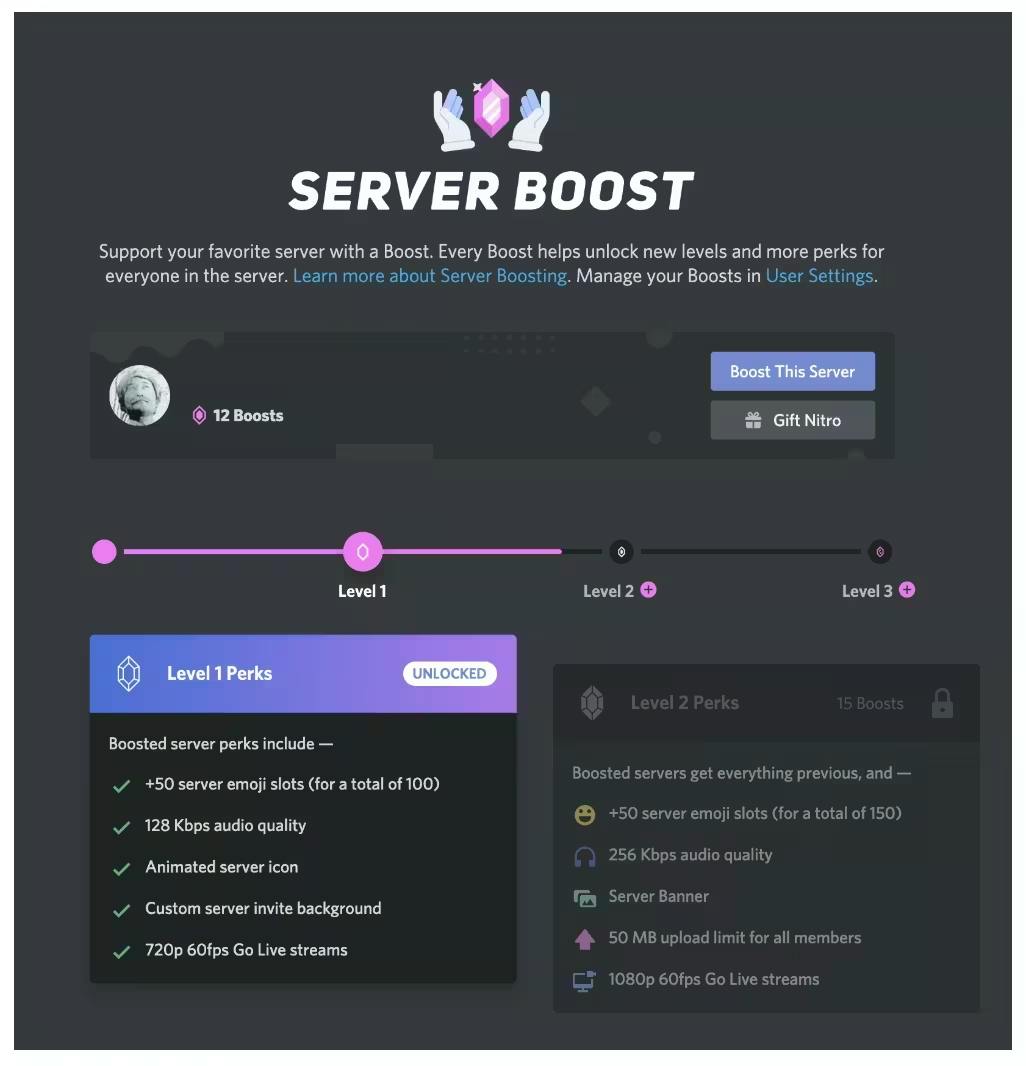 Discord's Server Boost feature