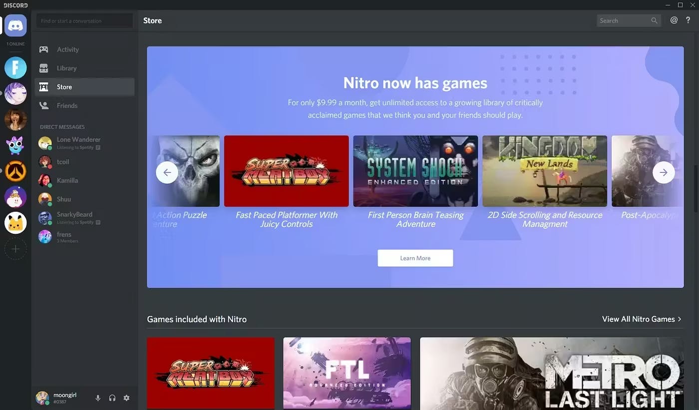 Discord Store exclusive to Nitro subscribers