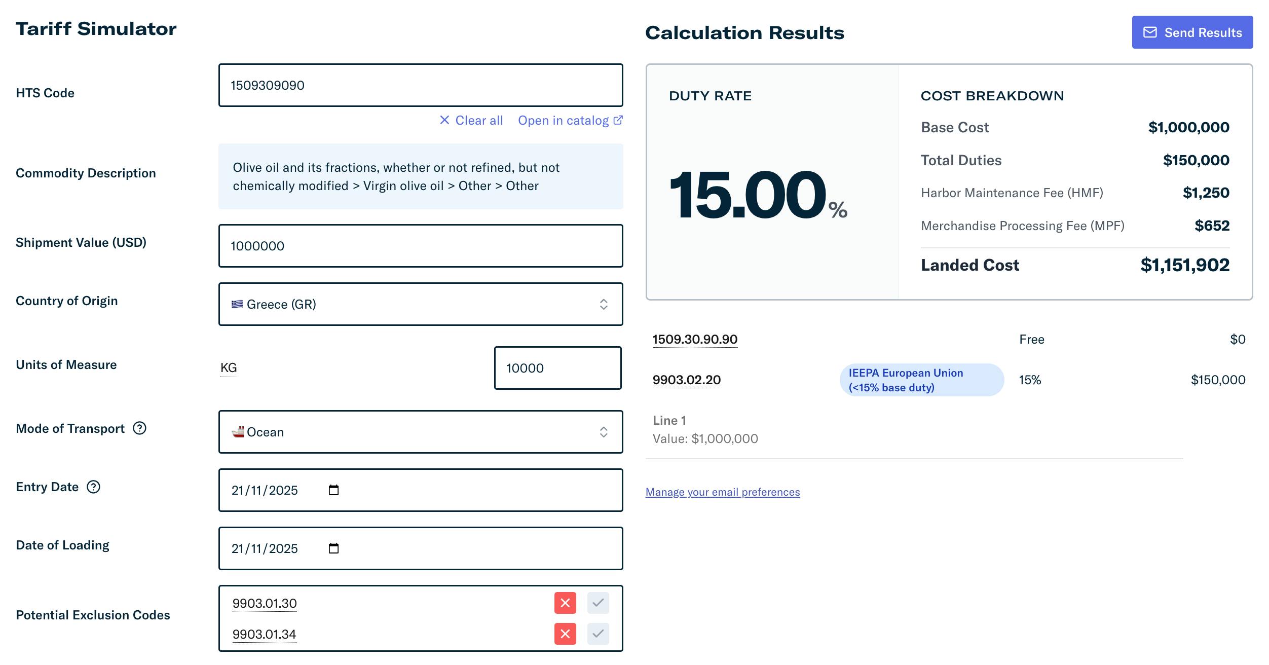 Flexport Tarriff Simulator