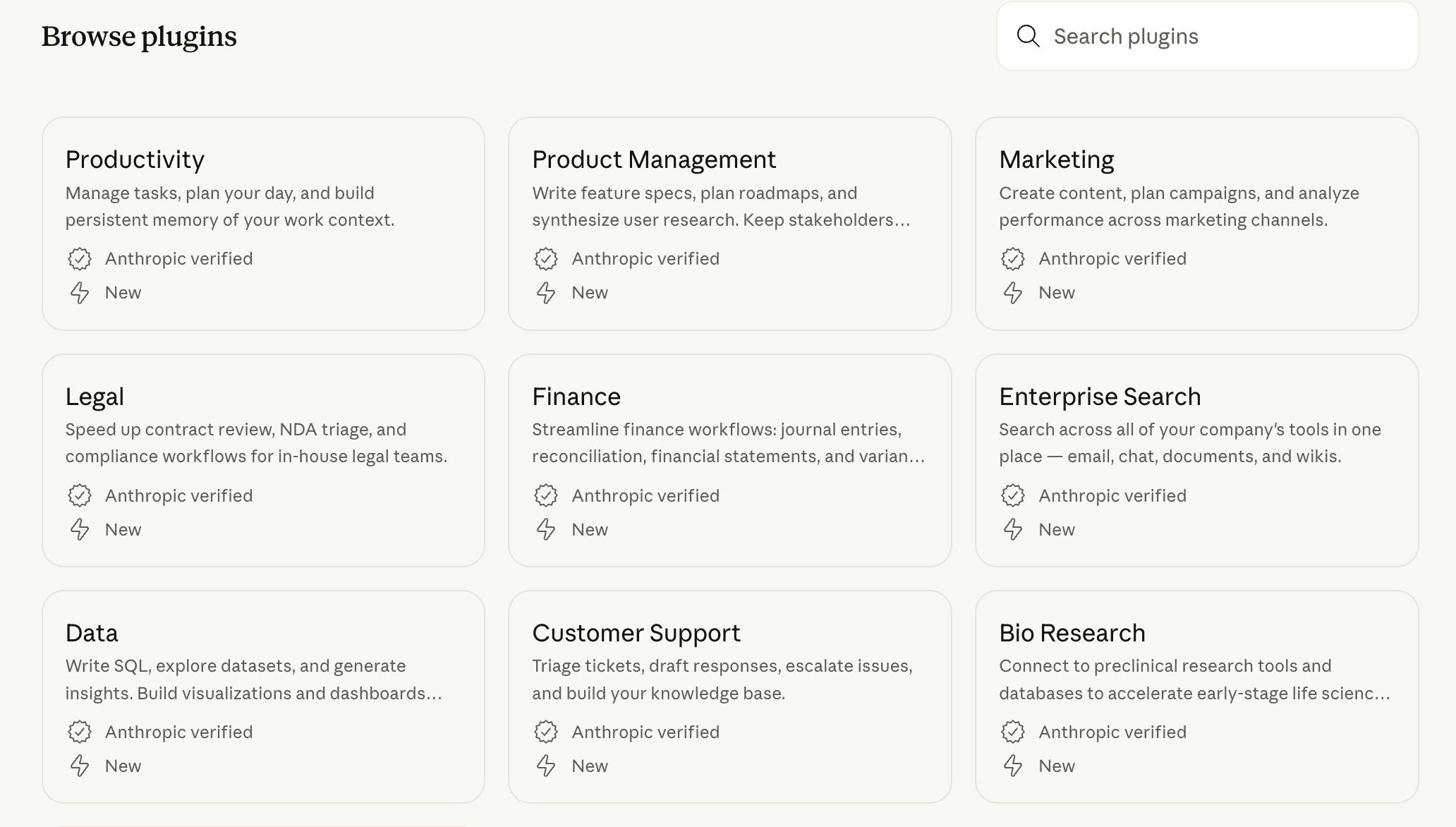List of plugins for Cowork