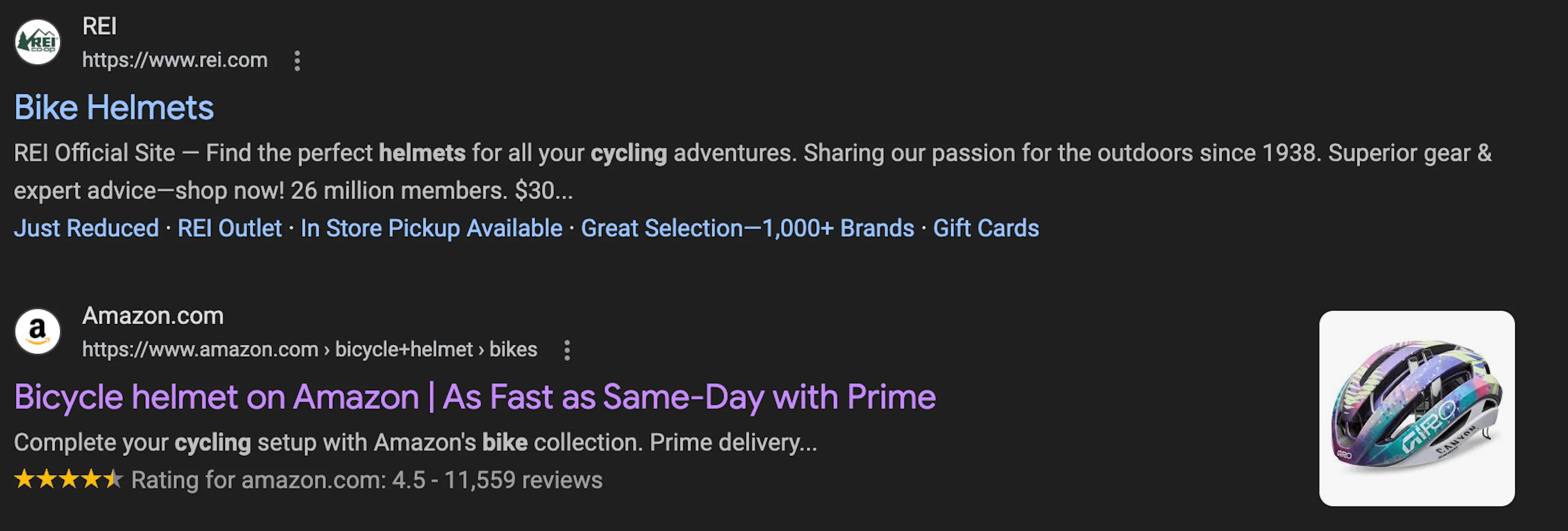 Screenshot of browsers visually distinguishing visited from unvisited links