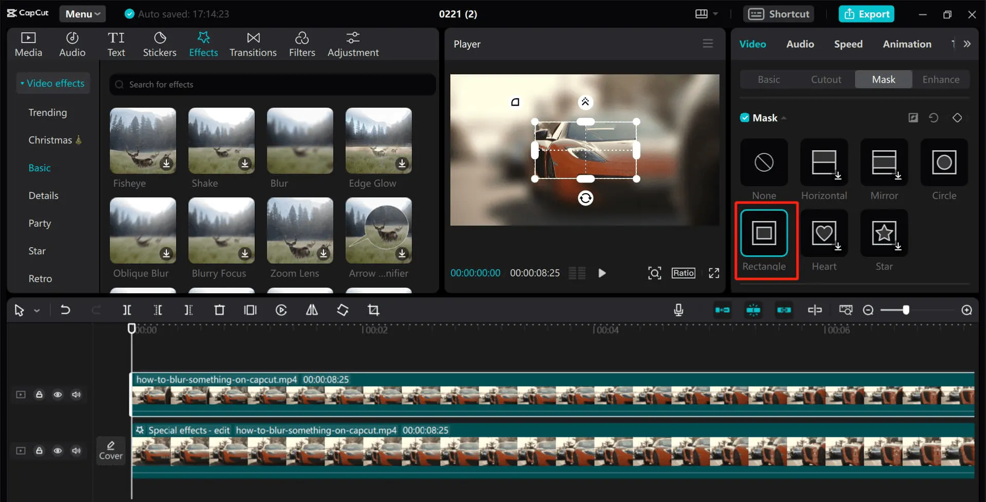 Screenshot of CapCut video editing app