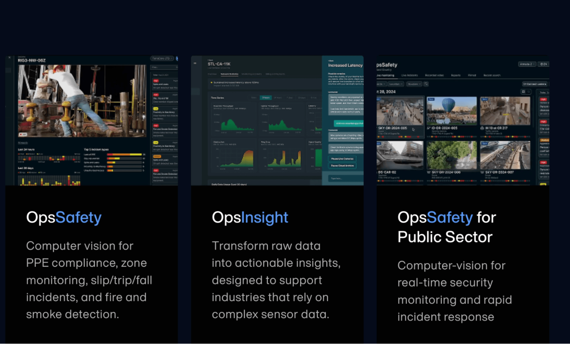 Screenshot Armada Apps including OpsSafety, OpsInsight and OpsSafety for Public Sector