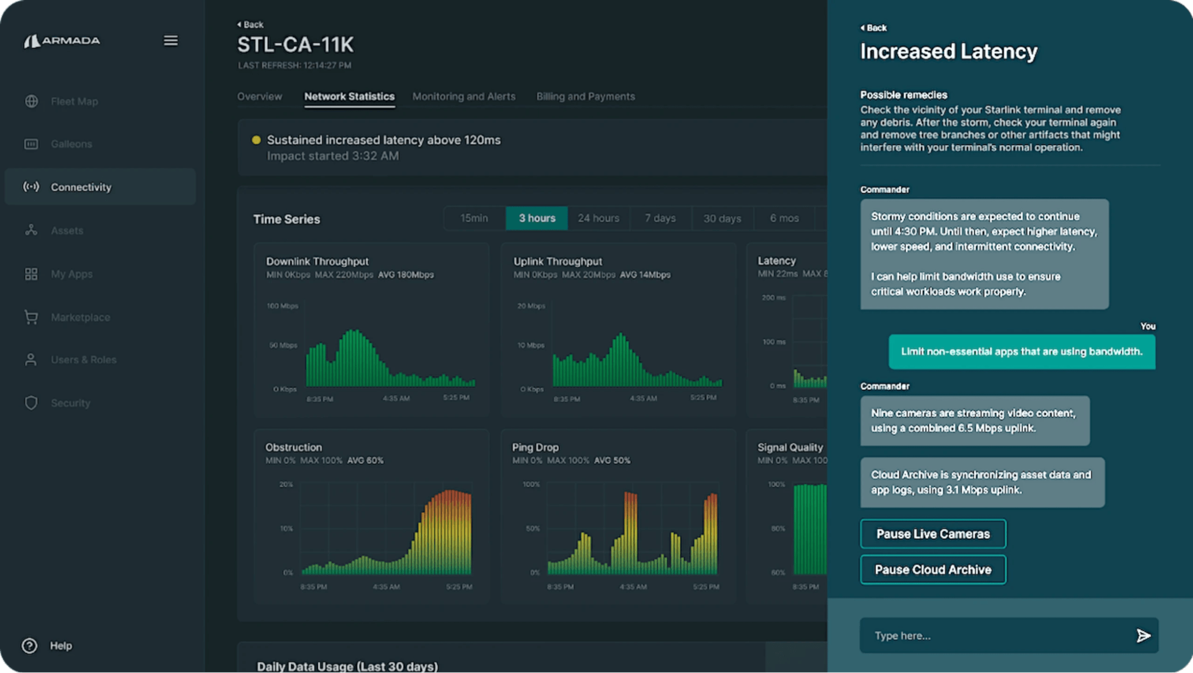 Screenshot of Armada's OpsAI, a portfolio of real-world AI applications