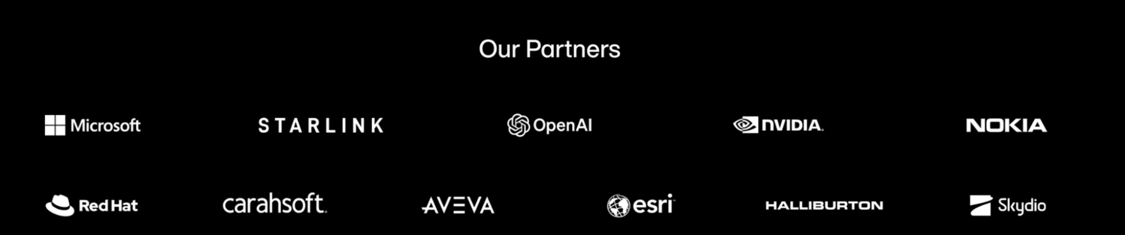 List of Armadas' partners including Microsoft, Starlink and OpenAI