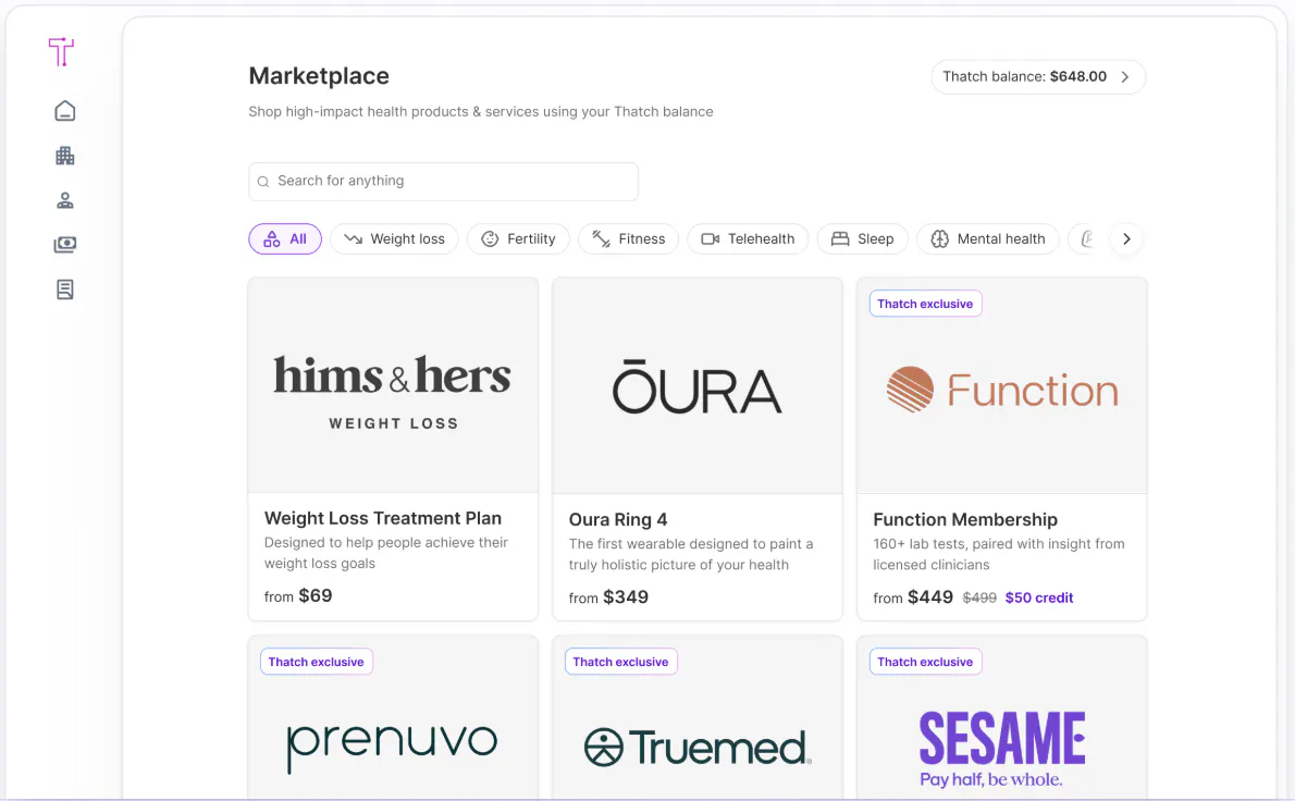 Thatch Marketplace features partnerships with leading health and wellness providers