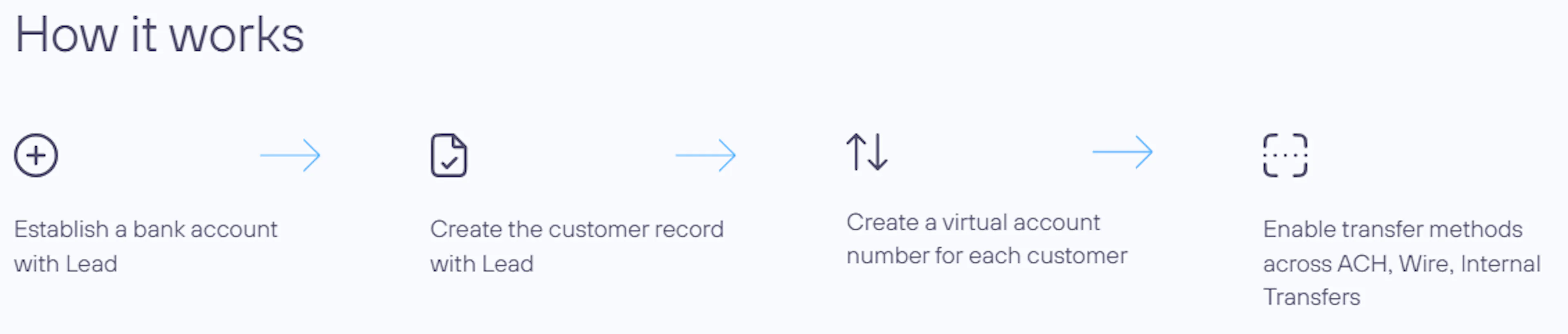 Lead Bank BaaS Partner Platform accounts product screenshot.