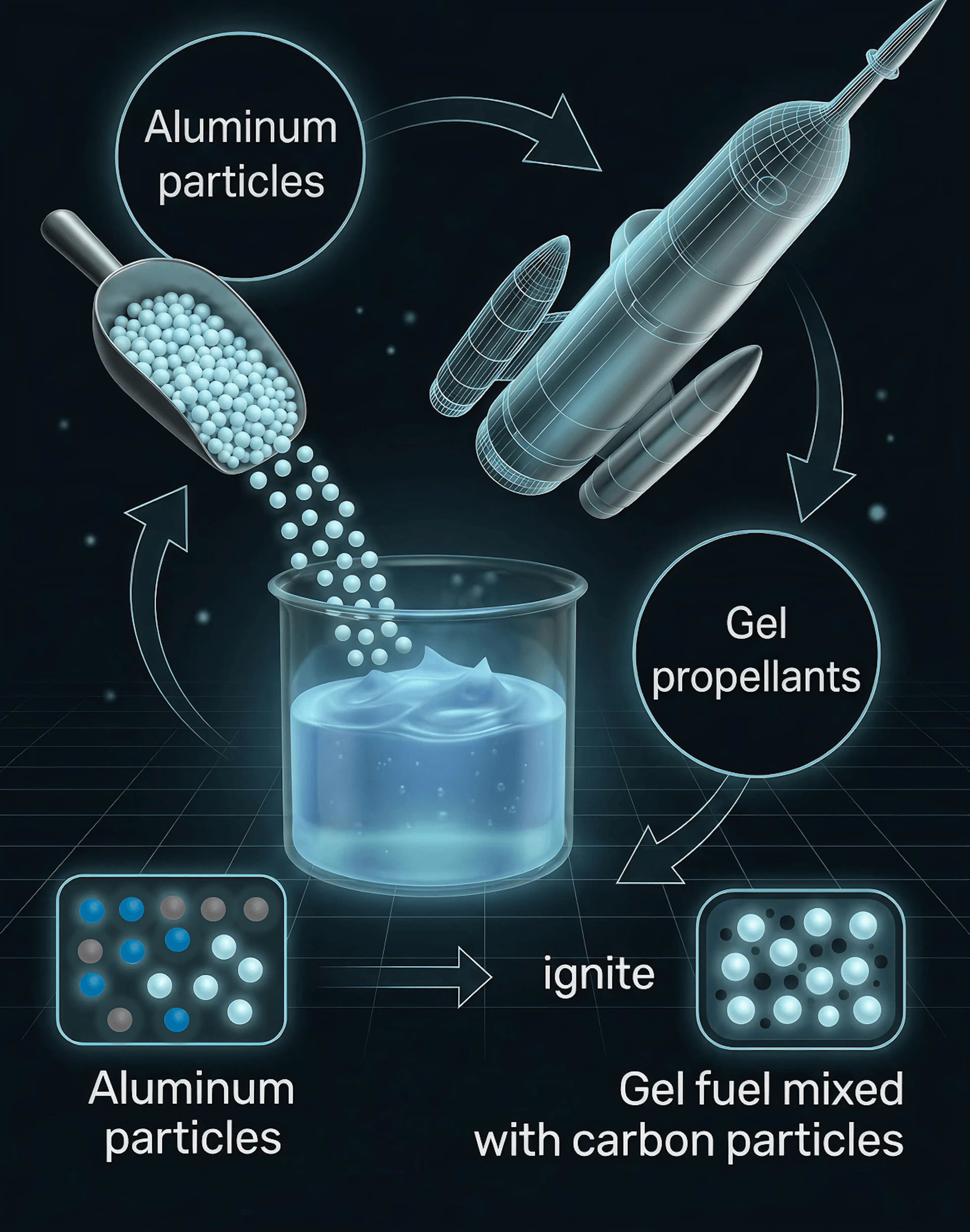 The addition of aluminum particles to gel propellants
