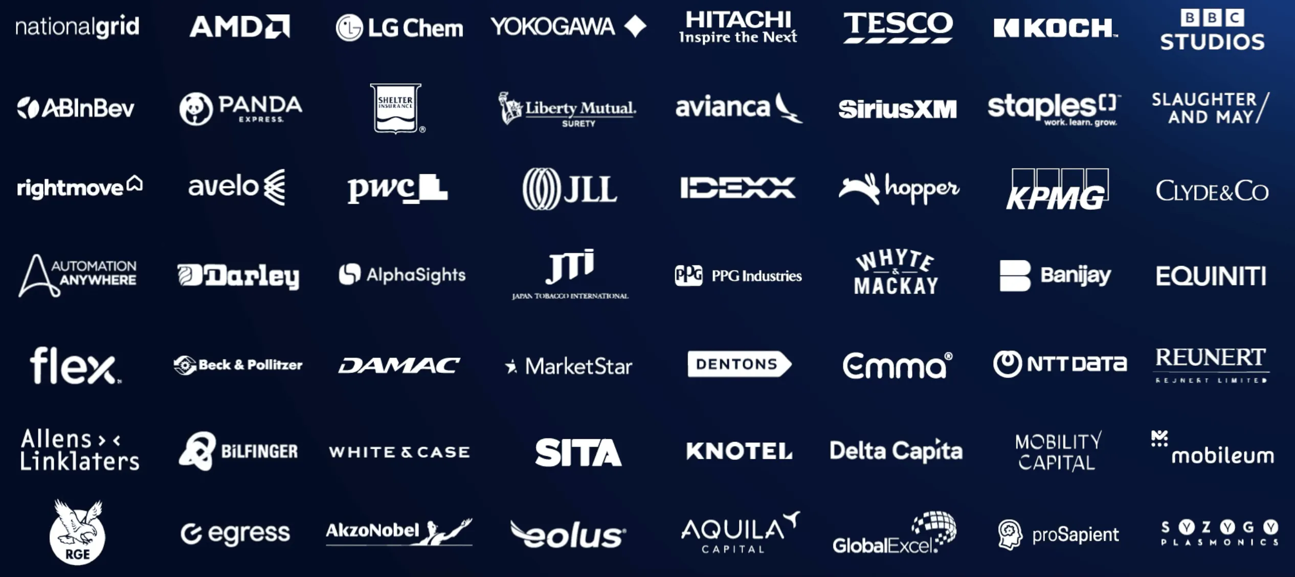 Luminance Corporate customer logo grid.