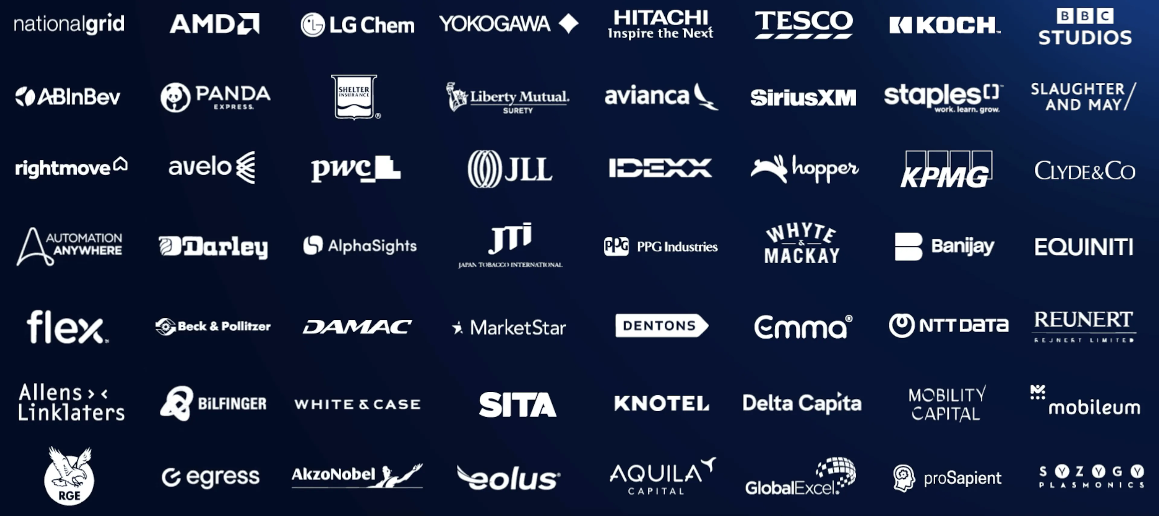 Luminance Corporate customer logo grid.