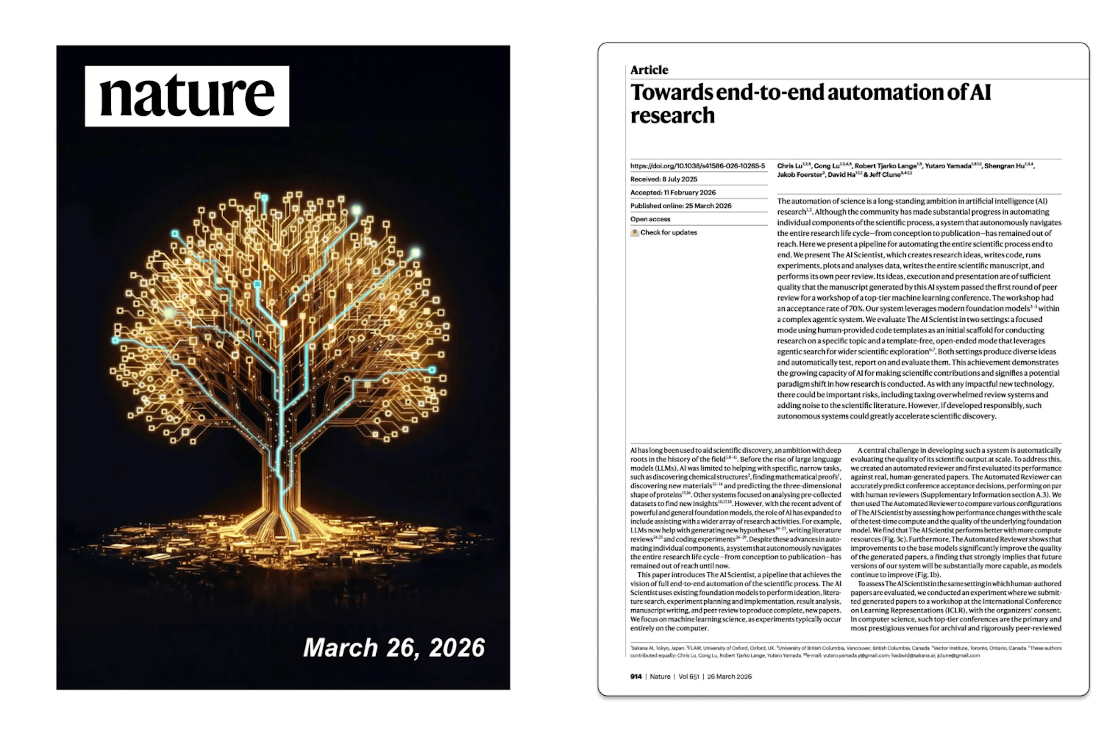 Excerpt of article published in Nature about AI research