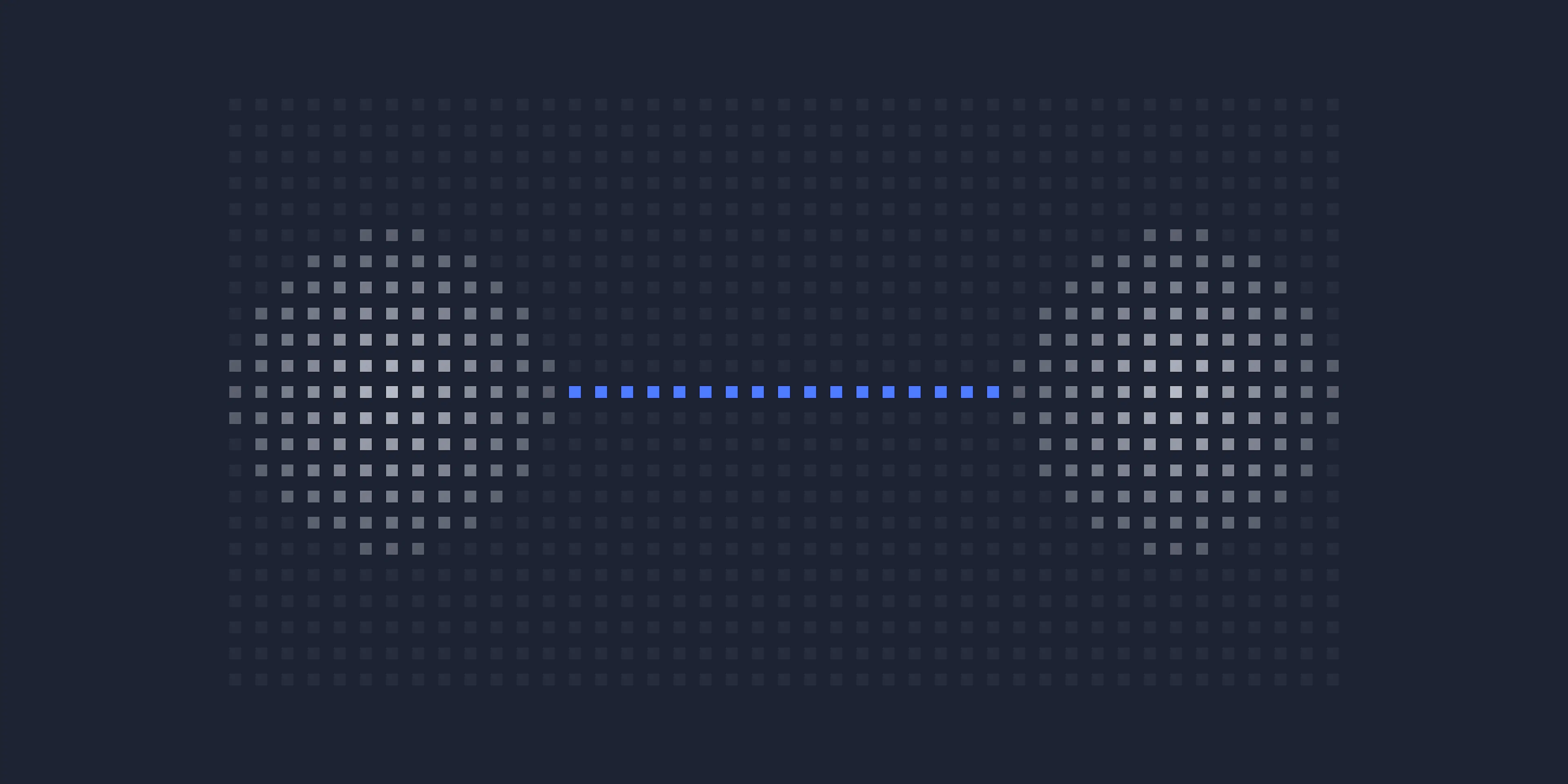 Dot-grid diagram: two blocs joined by a single blue line