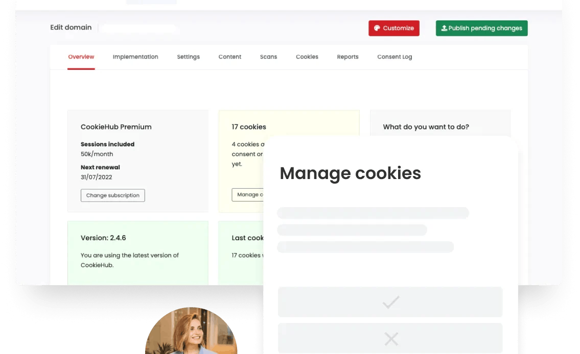 CookieHub dashboard