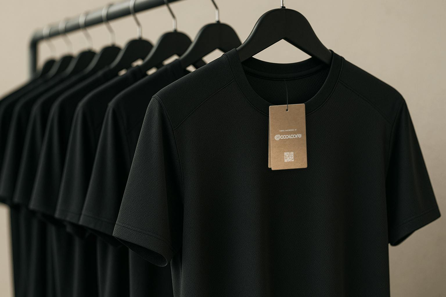 Coolcore® hangtags on shirts