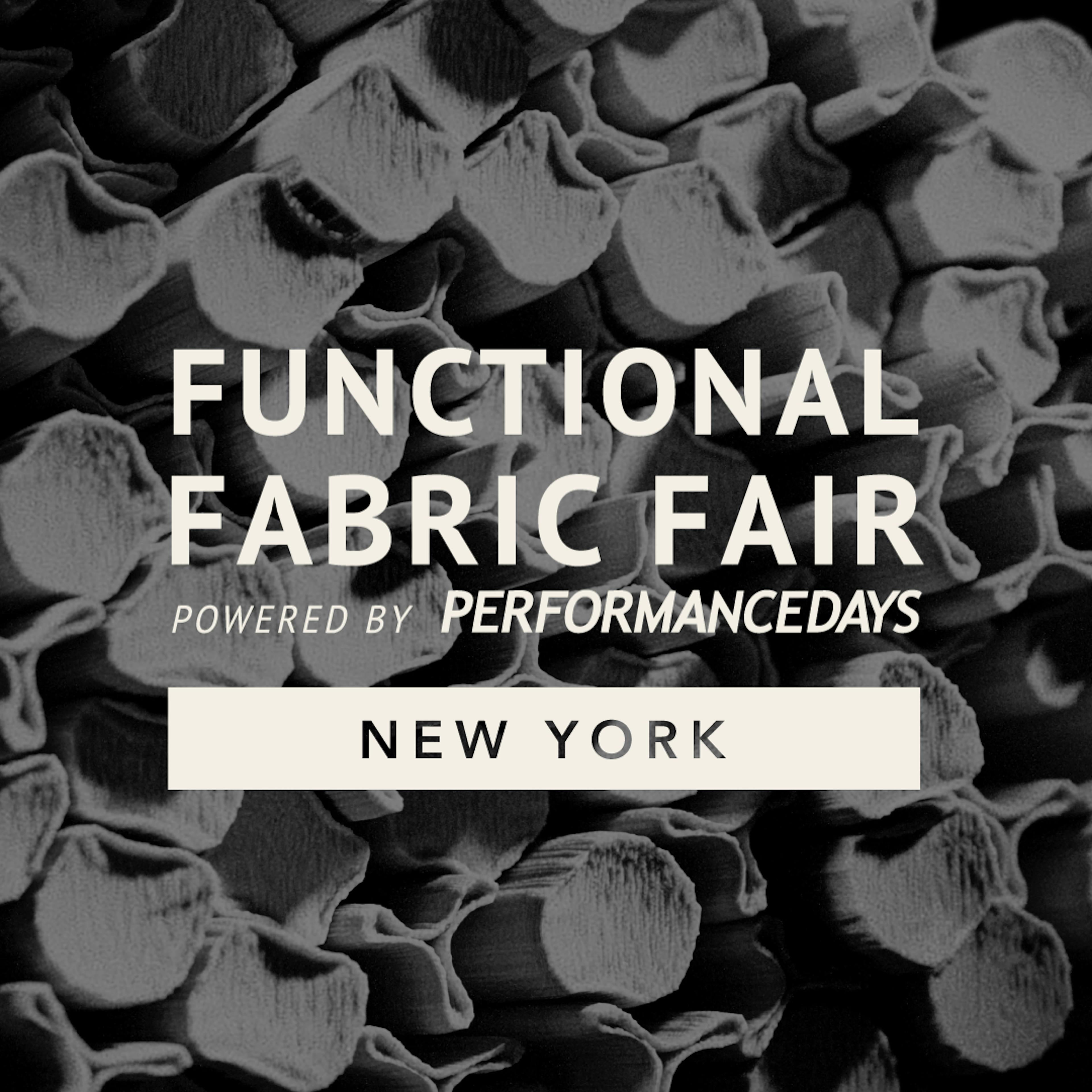 Functional Fabric Fair NYC logo over shaped fibers