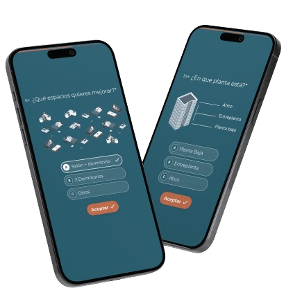Dos teléfonos móviles cruzados mostrando pantallas de la web de Coolfy