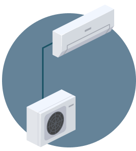 Icono de un split 1x1 de aire acondicionado.