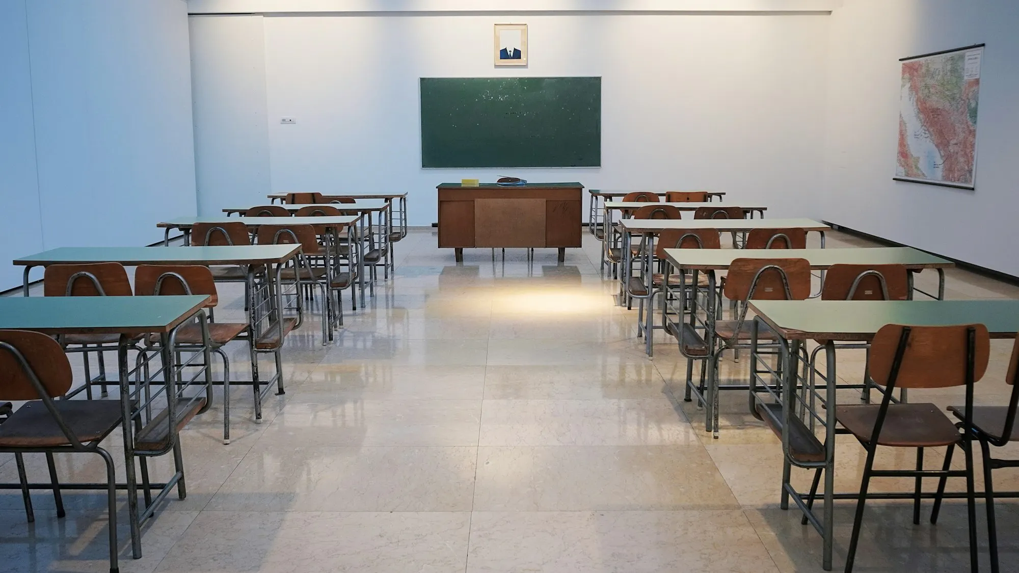 Bright, welcoming primary school classroom