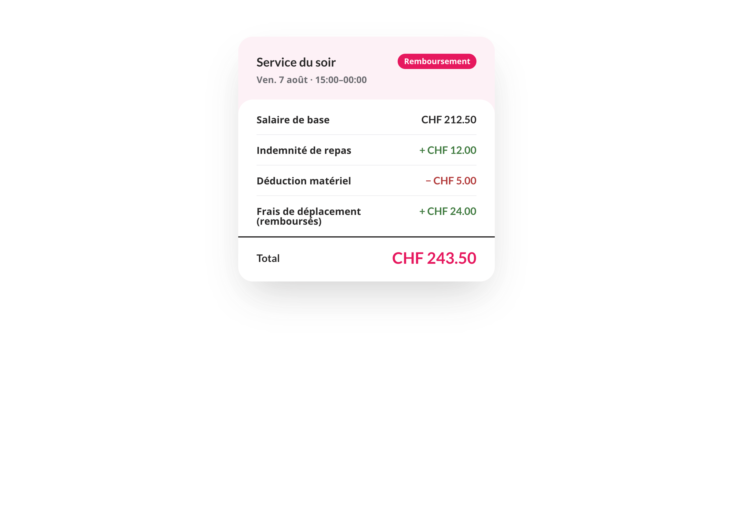 Application Coople pour les travailleurs affichant le détail de la rémunération pour un job