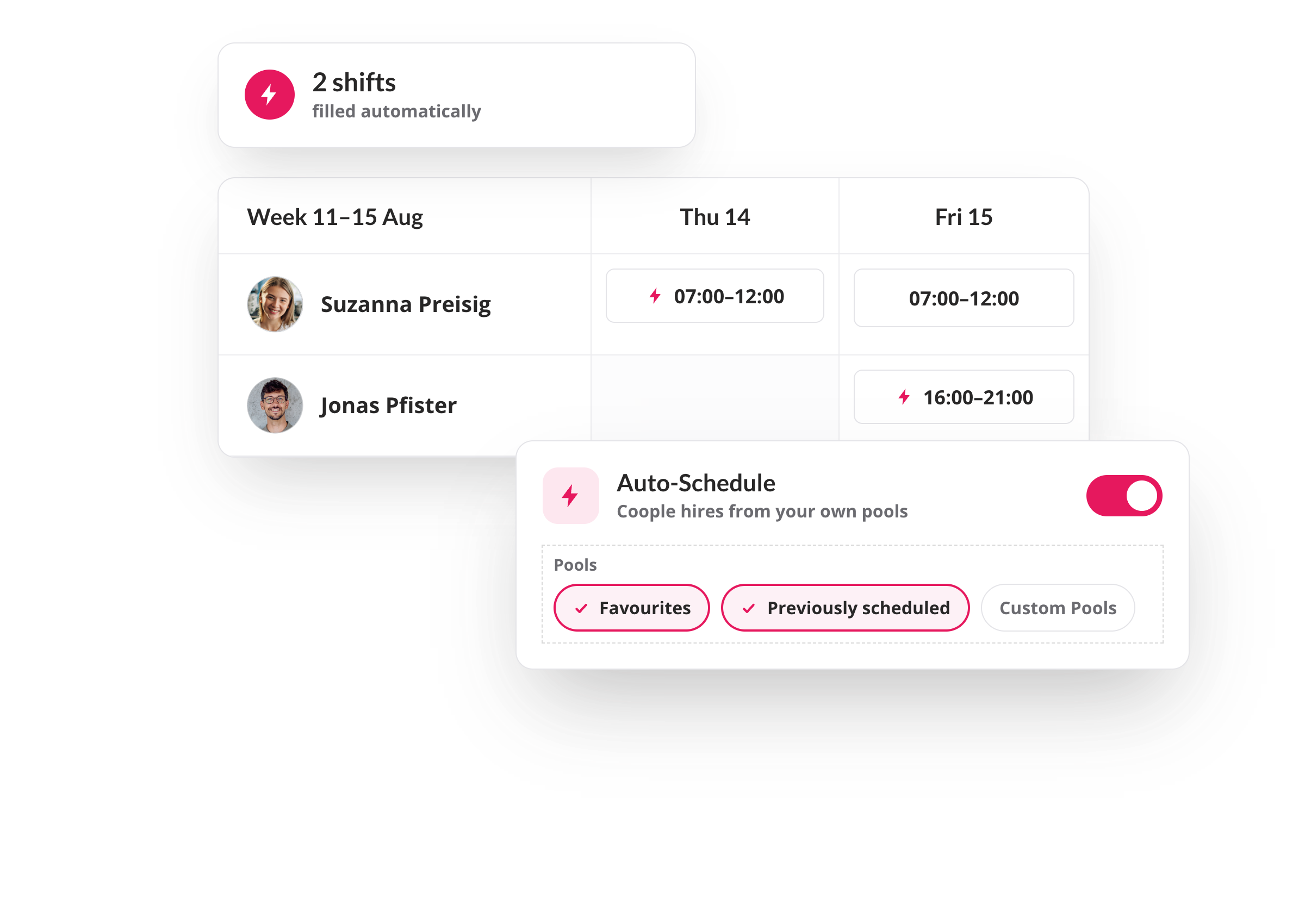 Shift planner with Automatic Scheduling enabled