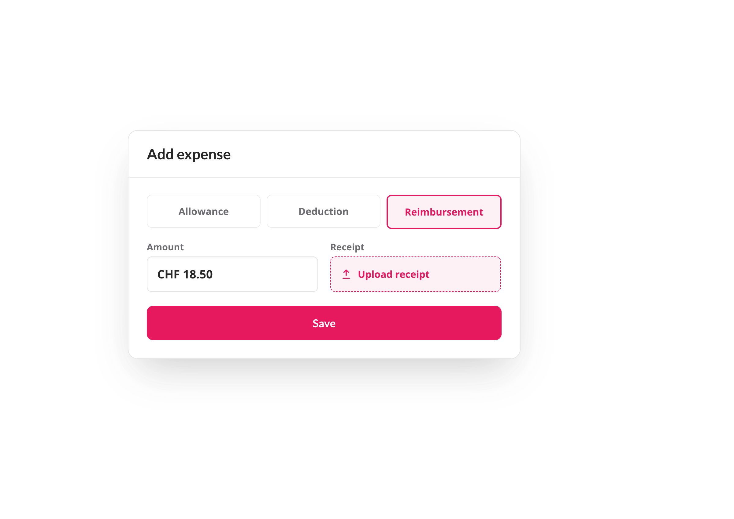 Reimbursement being added with an attached receipt during hours approval
