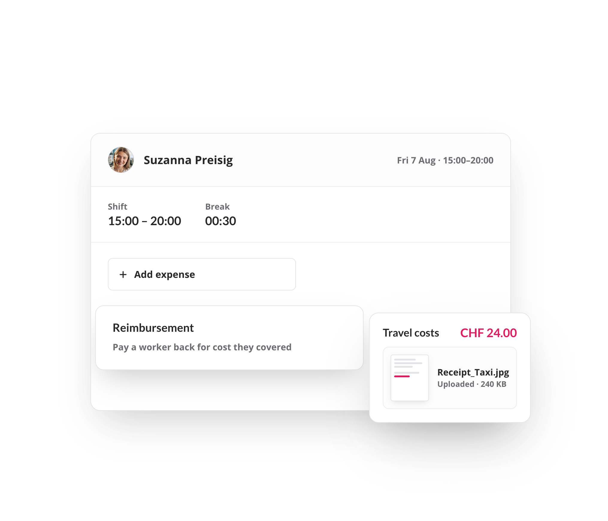 Add expense form with allowance, deduction and reimbursement options
