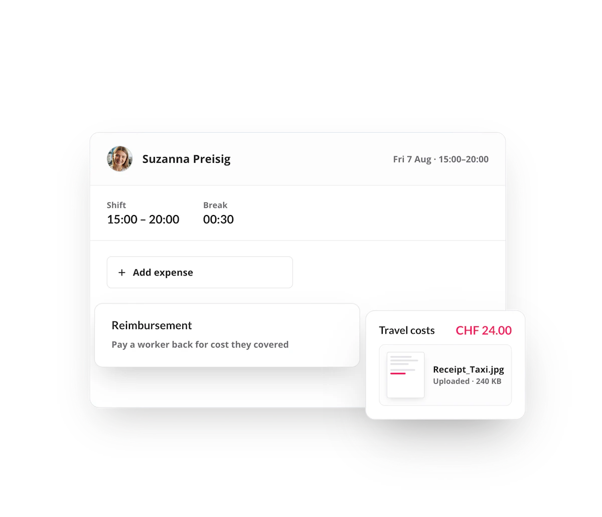 Add expense form with allowance, deduction and reimbursement options