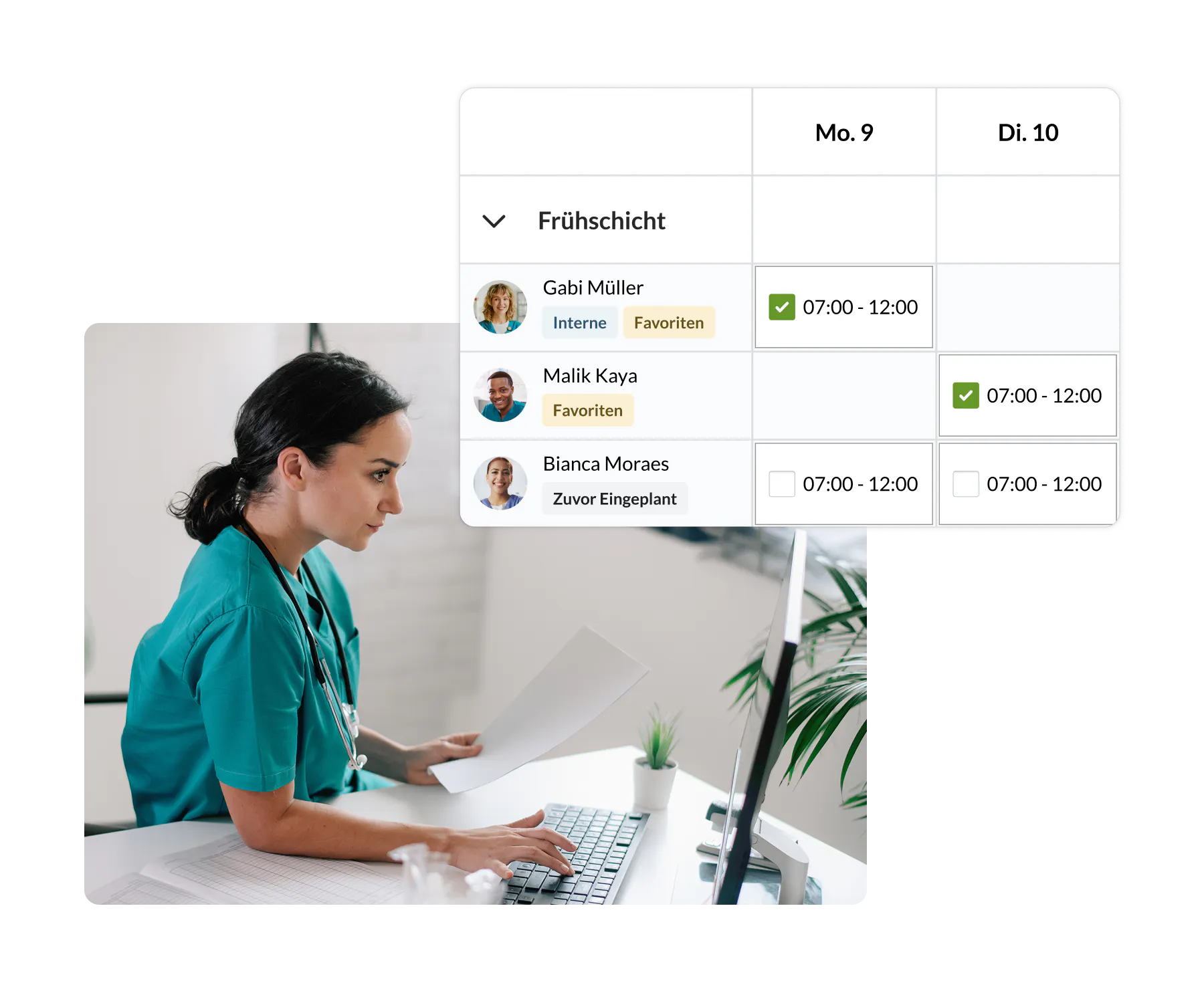 Pflegefachkraft plant Schichten mit der Coople Plattform