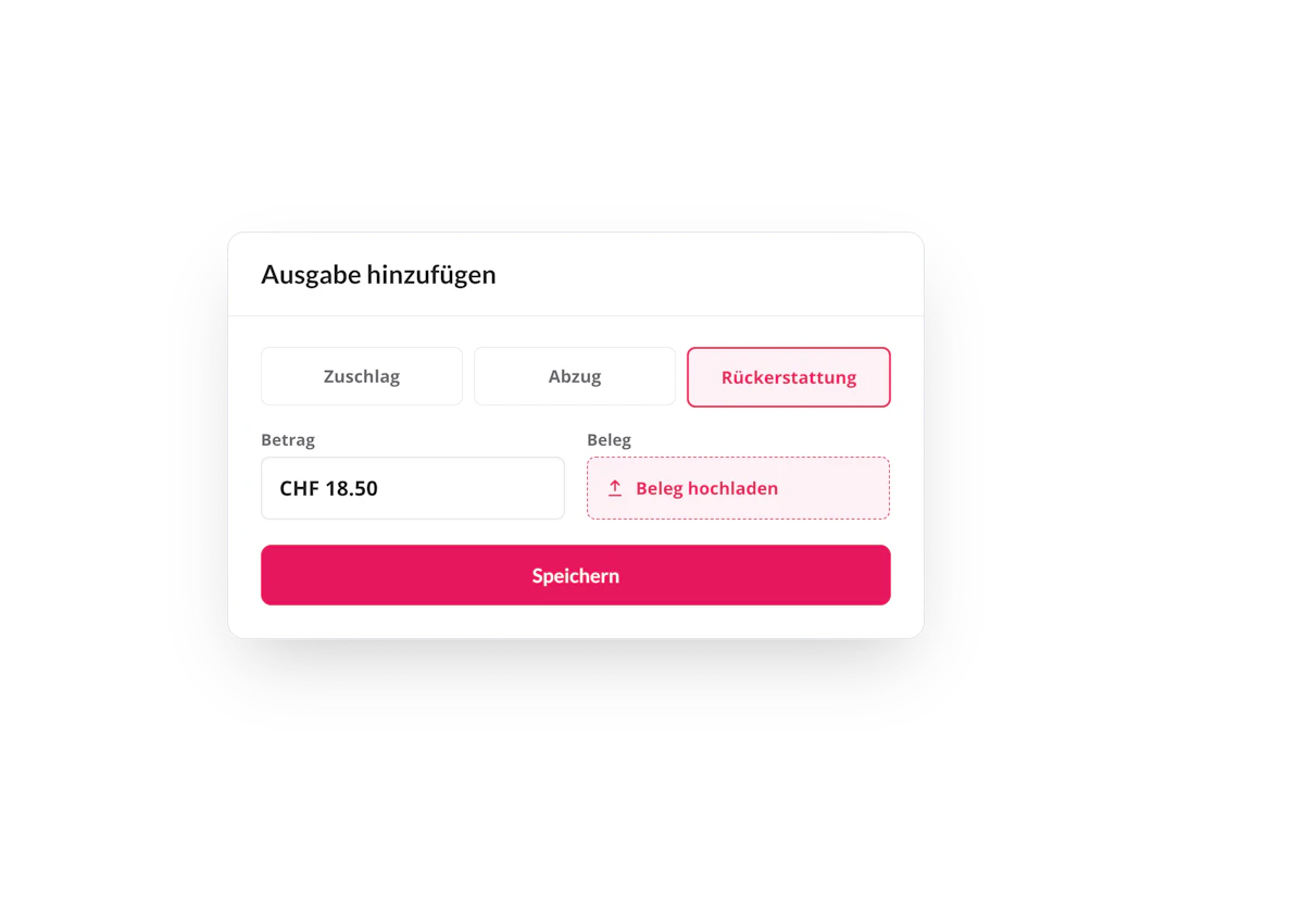 Hinzufügen einer Rückerstattung mit angehängtem Beleg bei der Stundenfreigabe